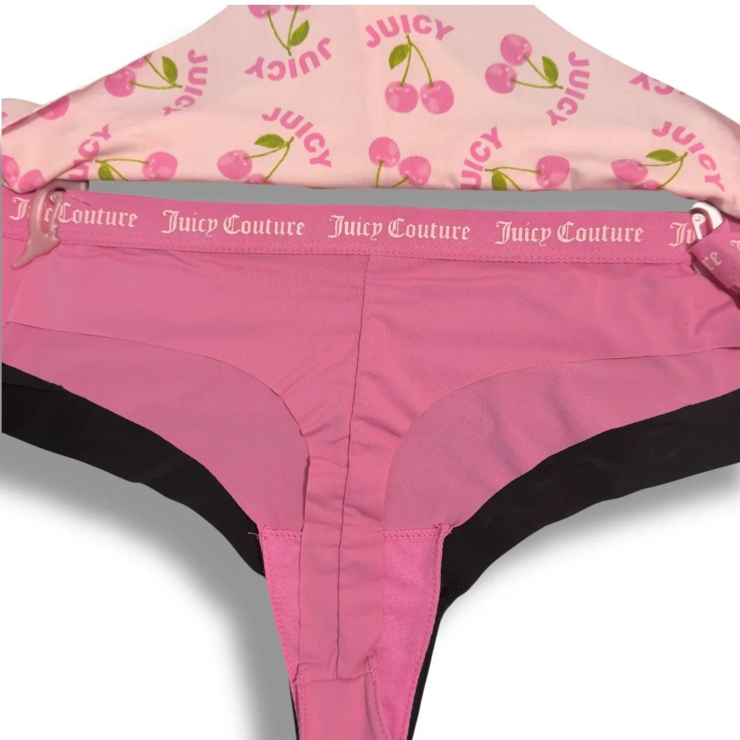 Juicy Couture 5-pack Thongs Panties Underwear Pink Cherries Logo Size L - Trendiez U ♥ 