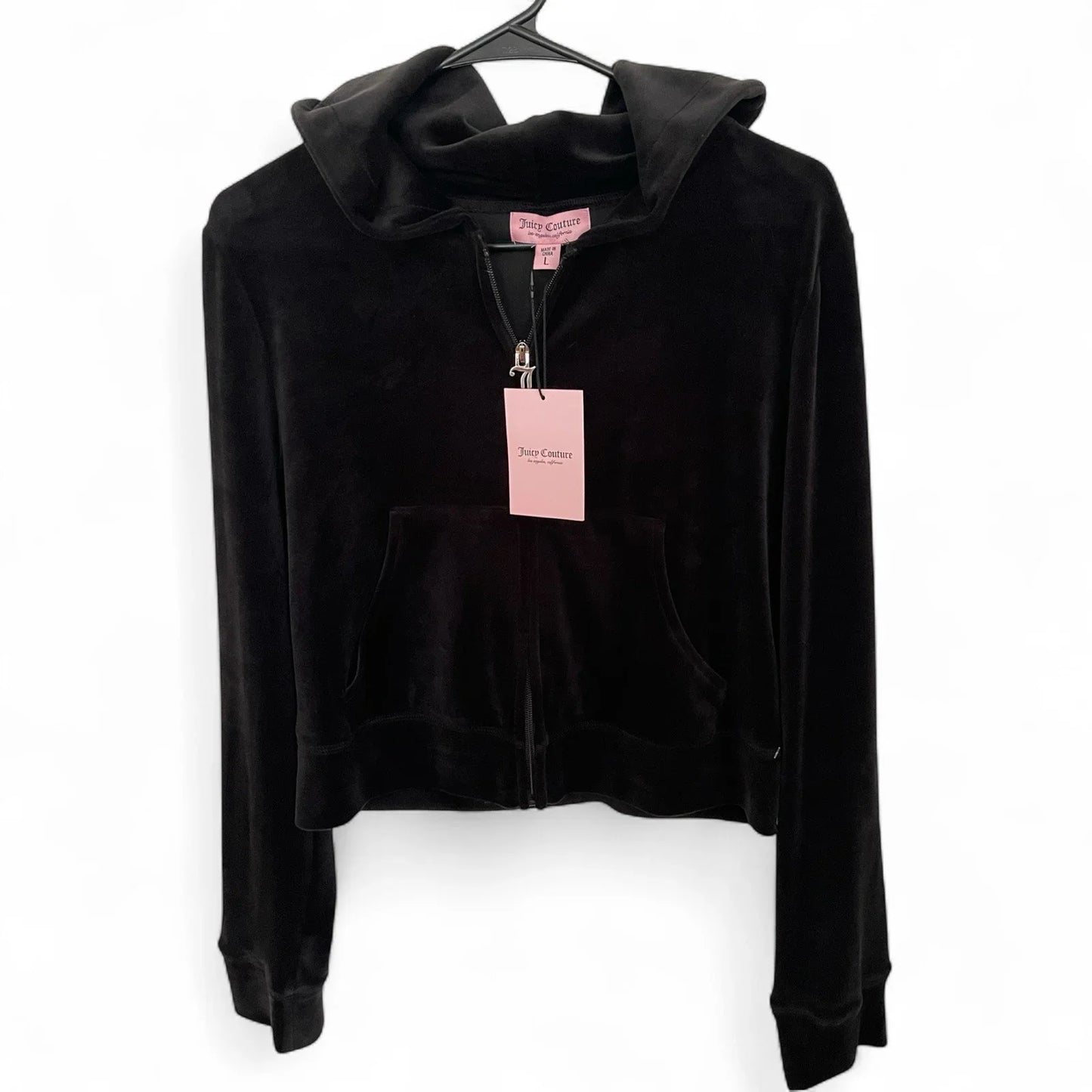 Juicy Couture Black Liquorice Velour Track Suit Tracksuit Set NWT $199 Womens L - Trendiez U ♥ 