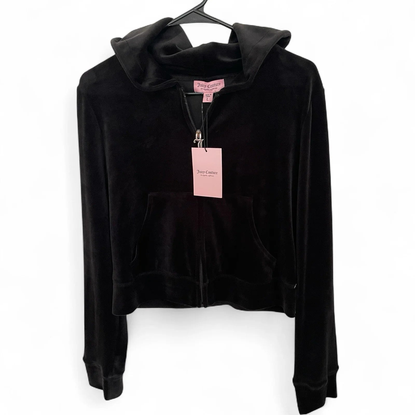 Juicy Couture Black Liquorice Velour Track Suit Tracksuit Set NWT $199 Womens L - Trendiez U ♥ 