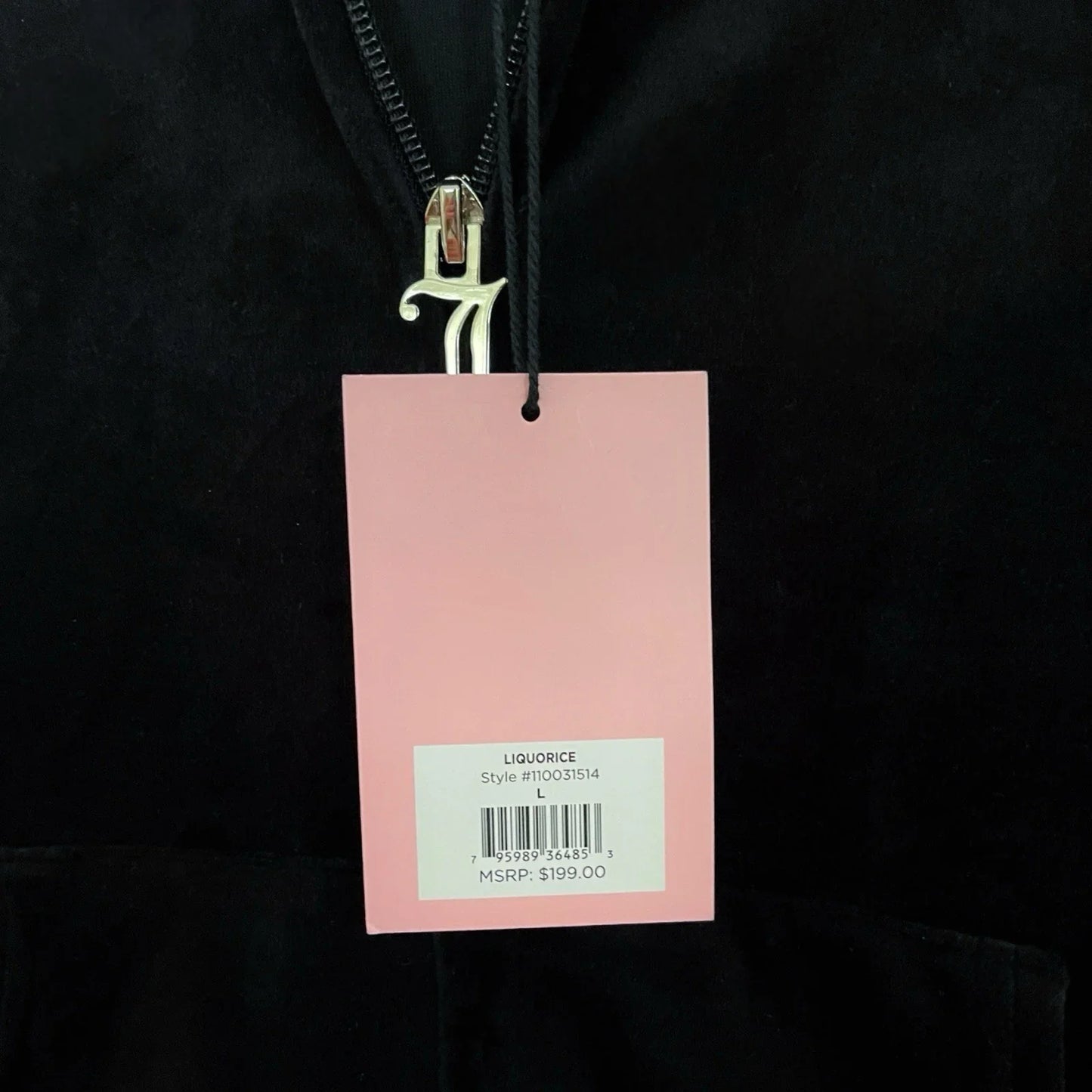 Juicy Couture Black Liquorice Velour Track Suit Tracksuit Set NWT $199 Womens L - Trendiez U ♥ 