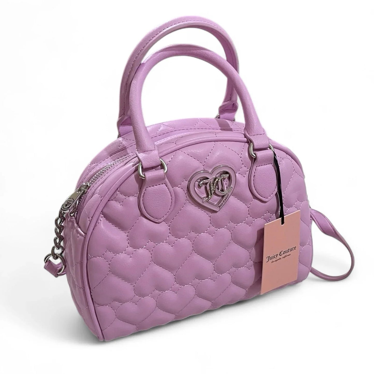 Juicy Couture Flawless Dome Satchel Heart Quilted Orchid Y2K Crossbody - Trendiez U ♥ 