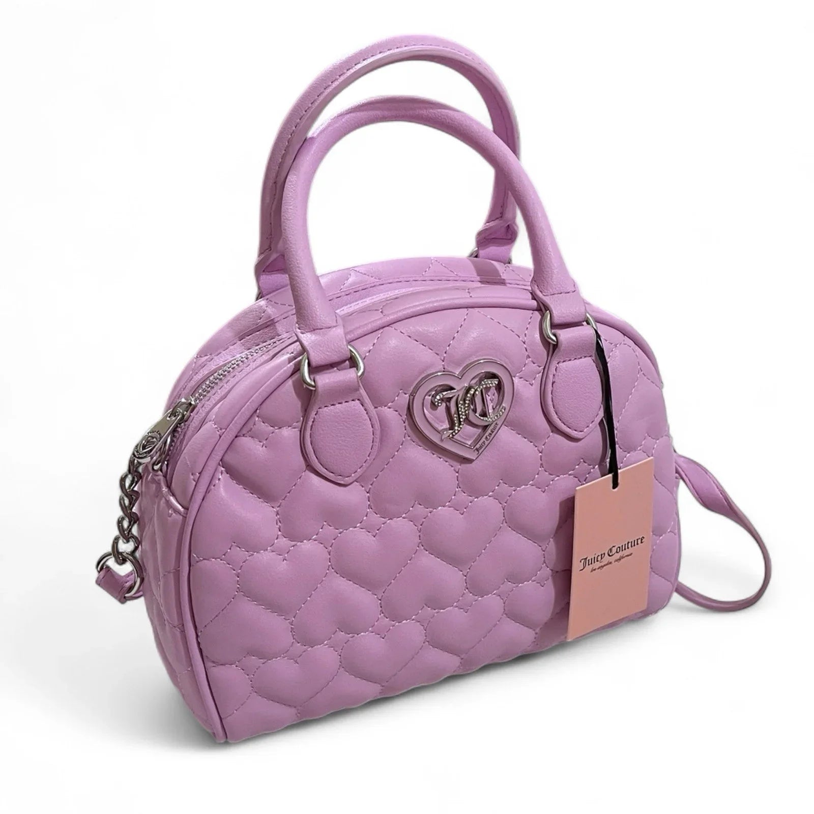 Juicy Couture Flawless Dome Satchel Heart Quilted Orchid Y2K Crossbody - Trendiez U ♥ 
