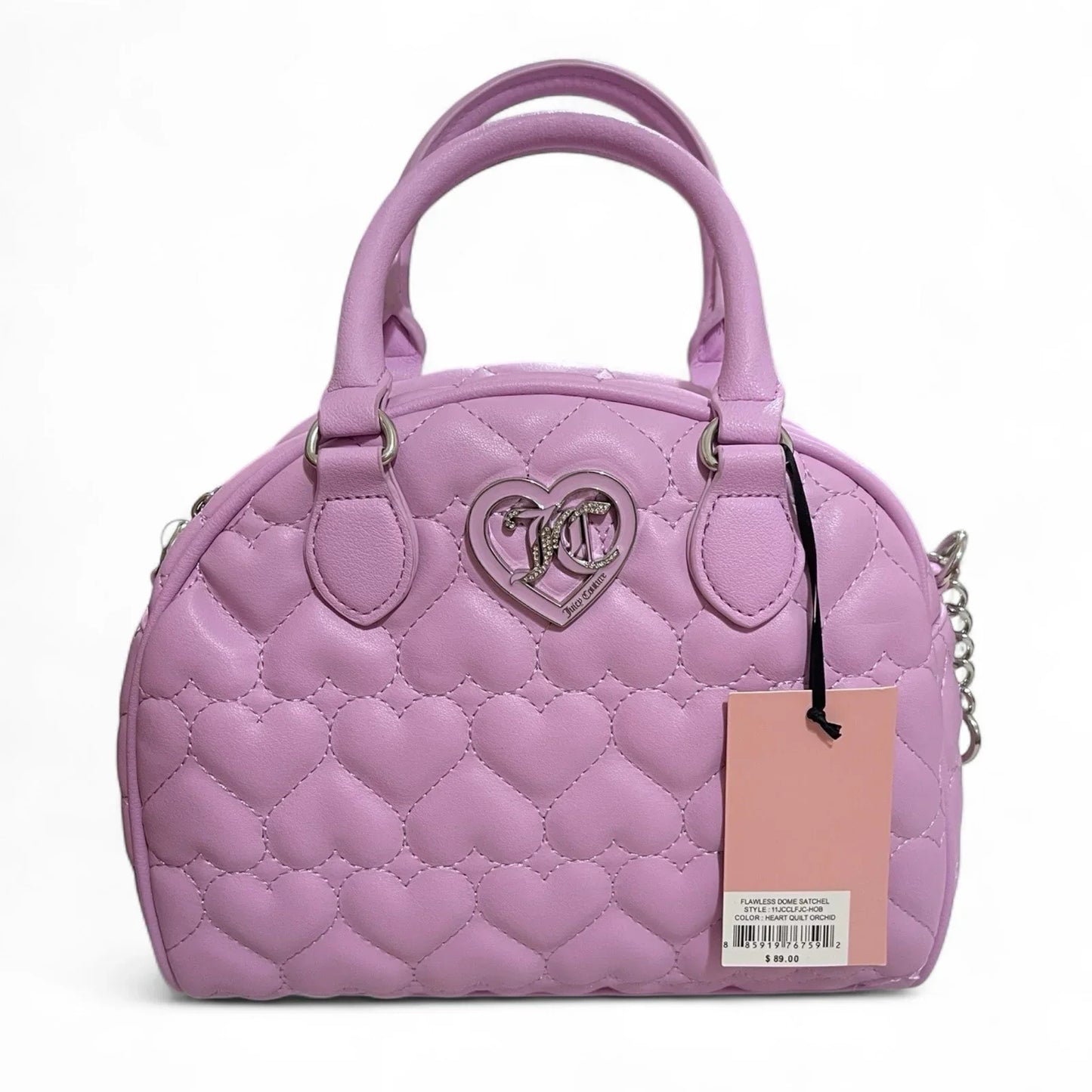 Juicy Couture Flawless Dome Satchel Heart Quilted Orchid Y2K Crossbody - Trendiez U ♥ 