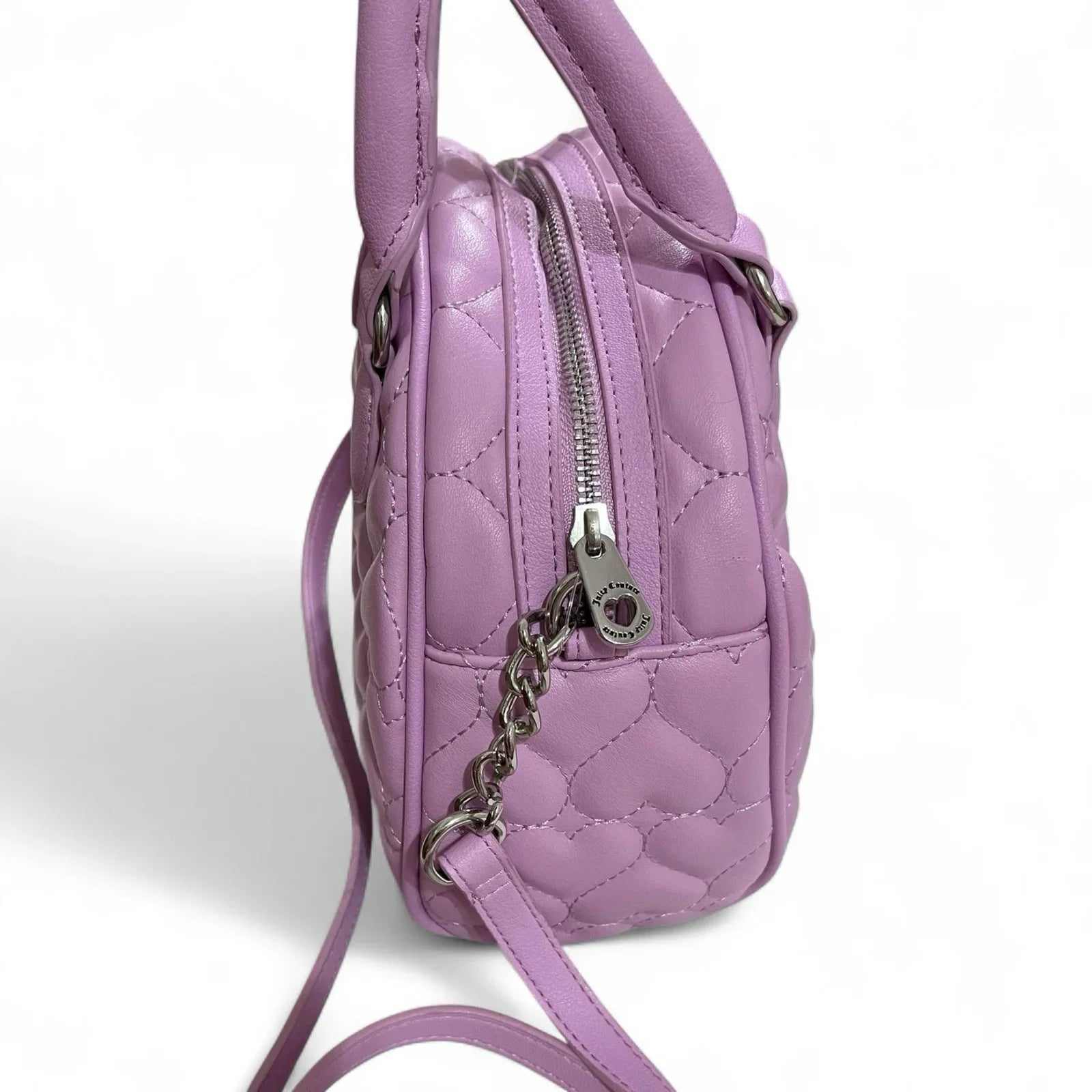 Juicy Couture Flawless Dome Satchel Heart Quilted Orchid Y2K Crossbody - Trendiez U ♥ 