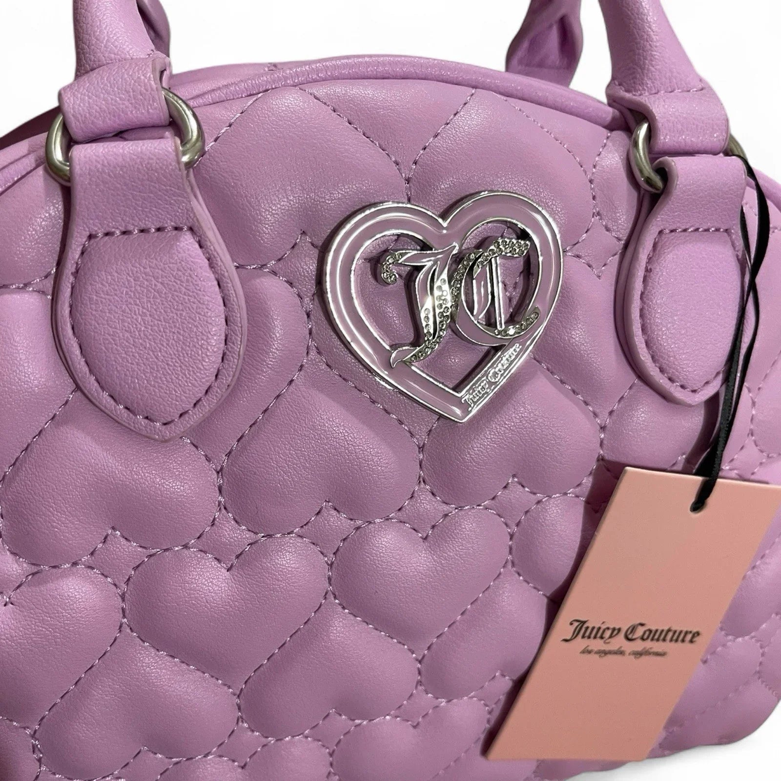 Juicy Couture Flawless Dome Satchel Heart Quilted Orchid Y2K Crossbody - Trendiez U ♥ 