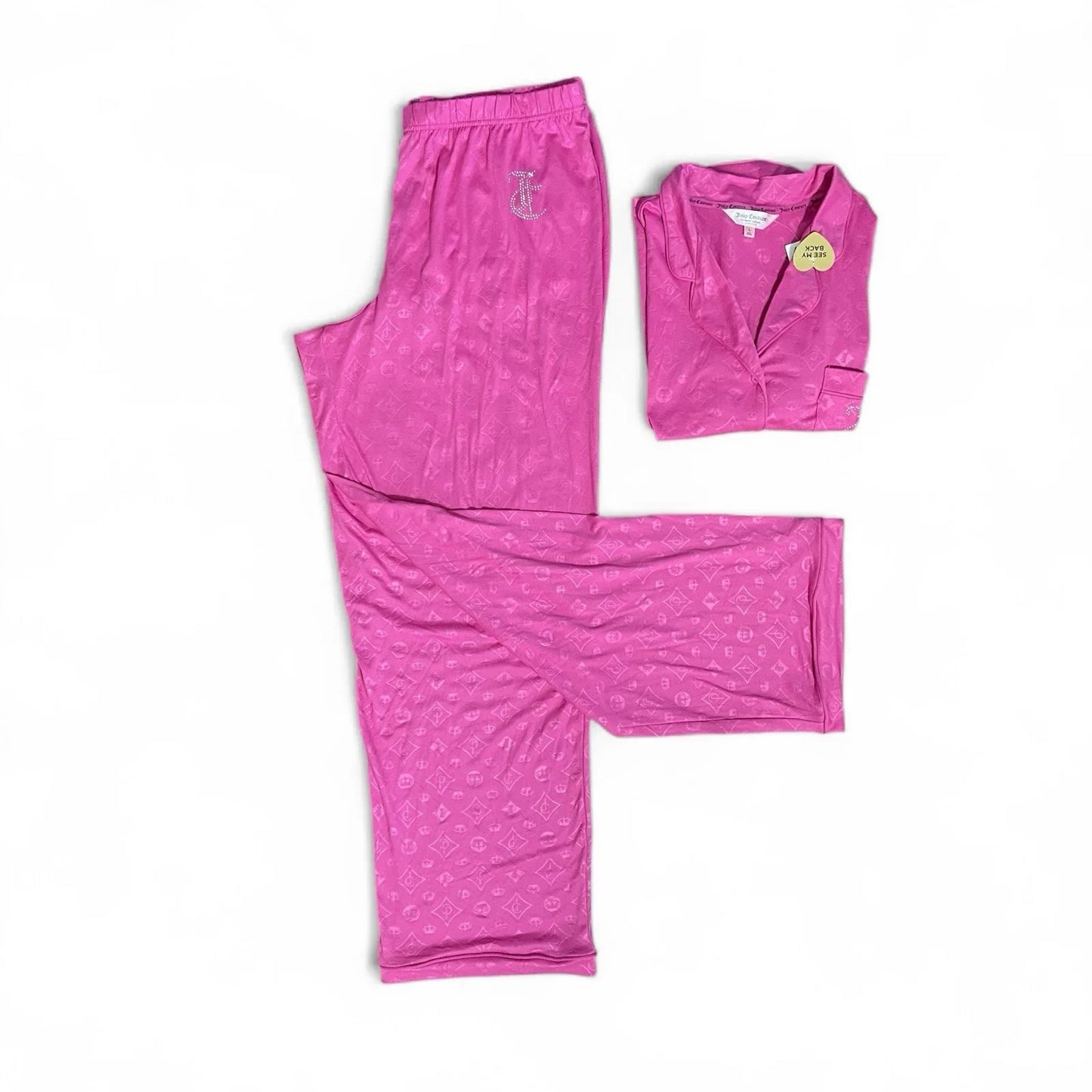Juicy Couture Hot Pink Rhinestone Logo Pajama Set Size Large - Trendiez U ♥ 