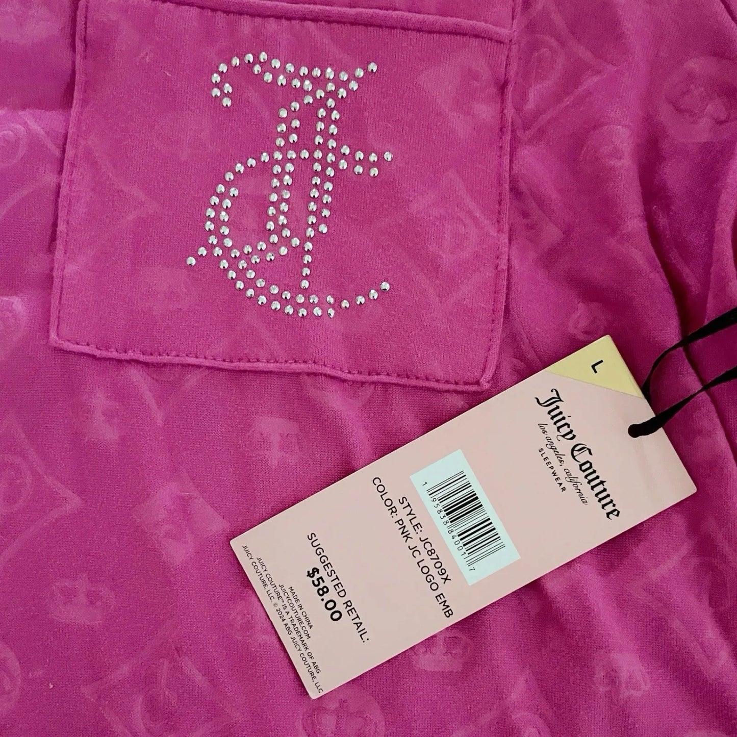 Juicy Couture Hot Pink Rhinestone Logo Pajama Set Size Large - Trendiez U ♥ 