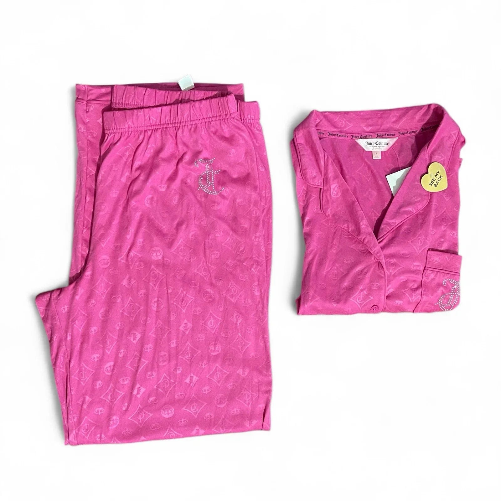 Juicy Couture Hot Pink Rhinestone Logo Pajama Set Size Large - Trendiez U ♥ 
