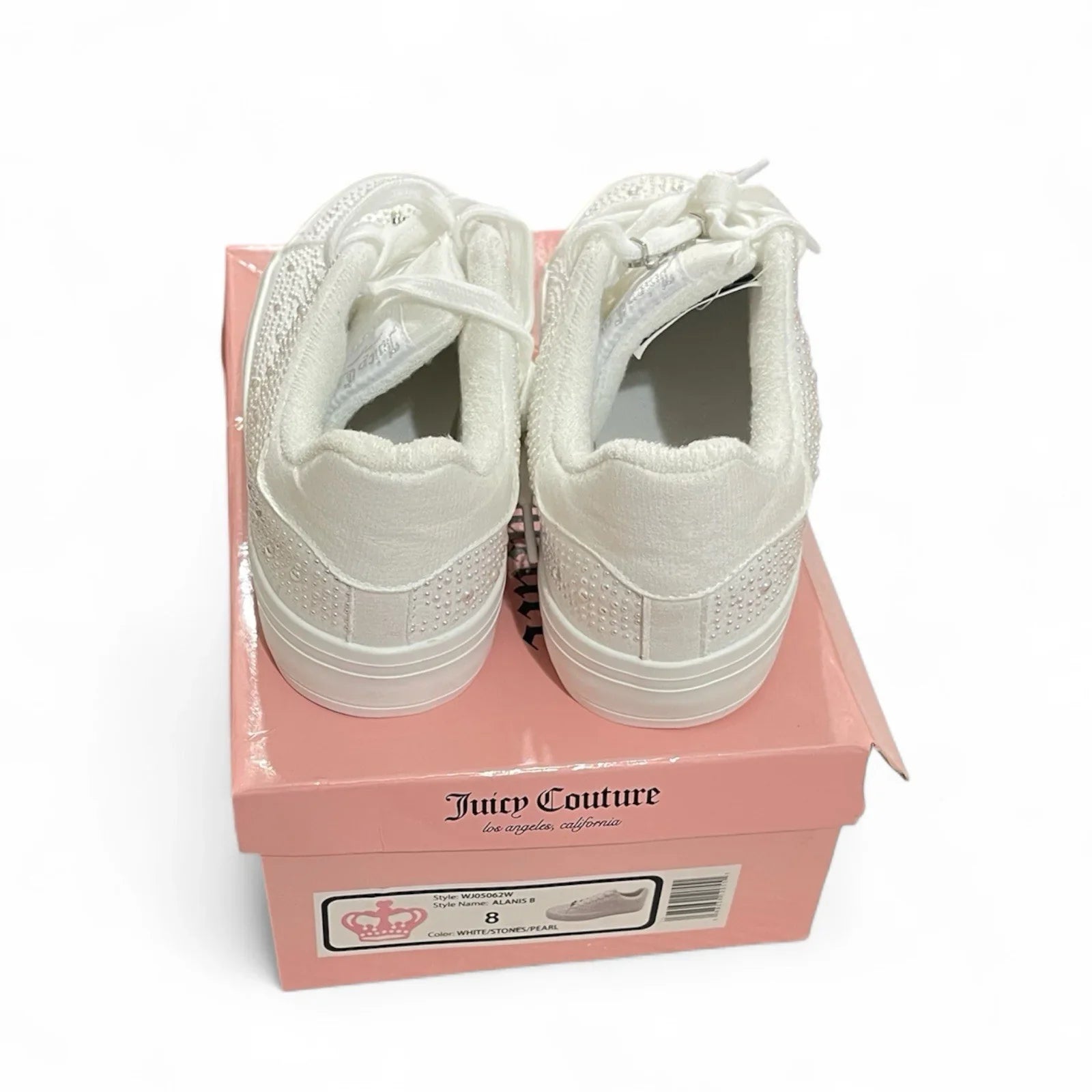 Juicy Couture Women’s Alanis Rhinestone Pearl Sneakers Shoes Size 8 White NIB - Trendiez U ♥ 