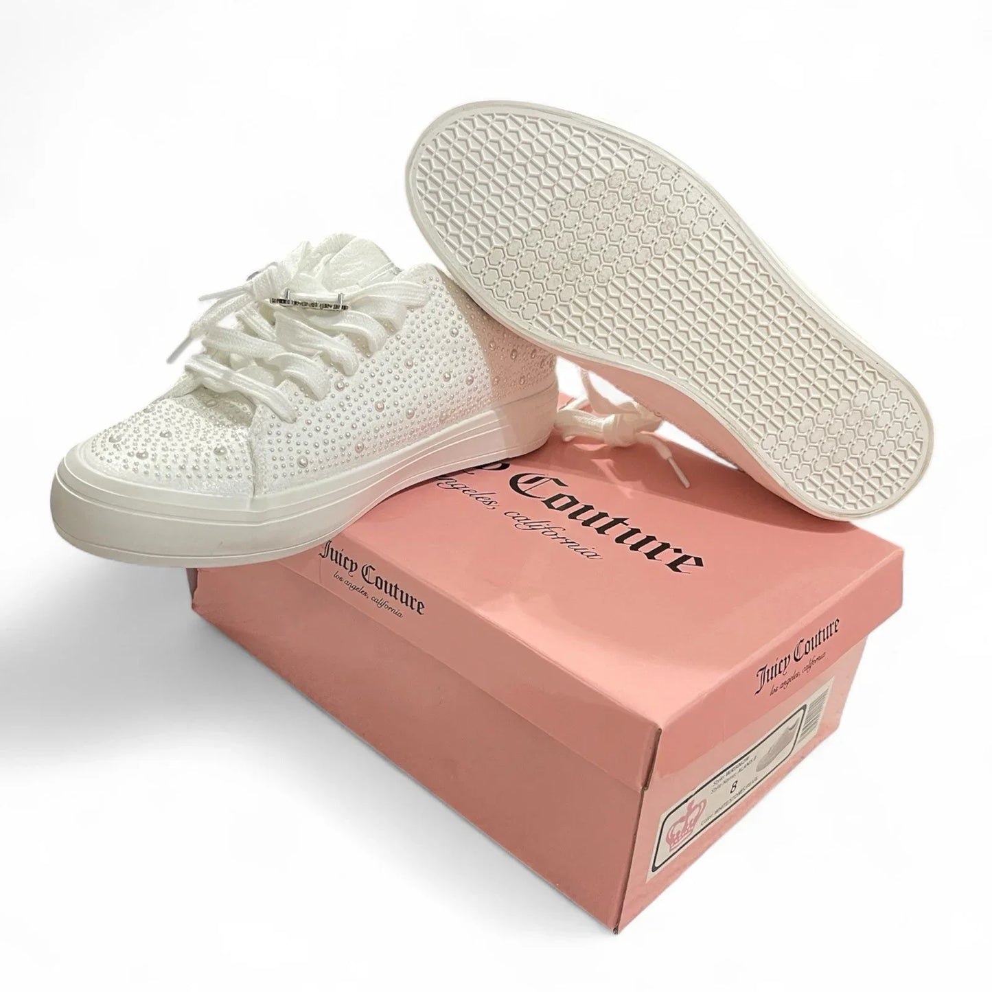 Juicy Couture Women’s Alanis Rhinestone Pearl Sneakers Shoes Size 8 White NIB - Trendiez U ♥ 