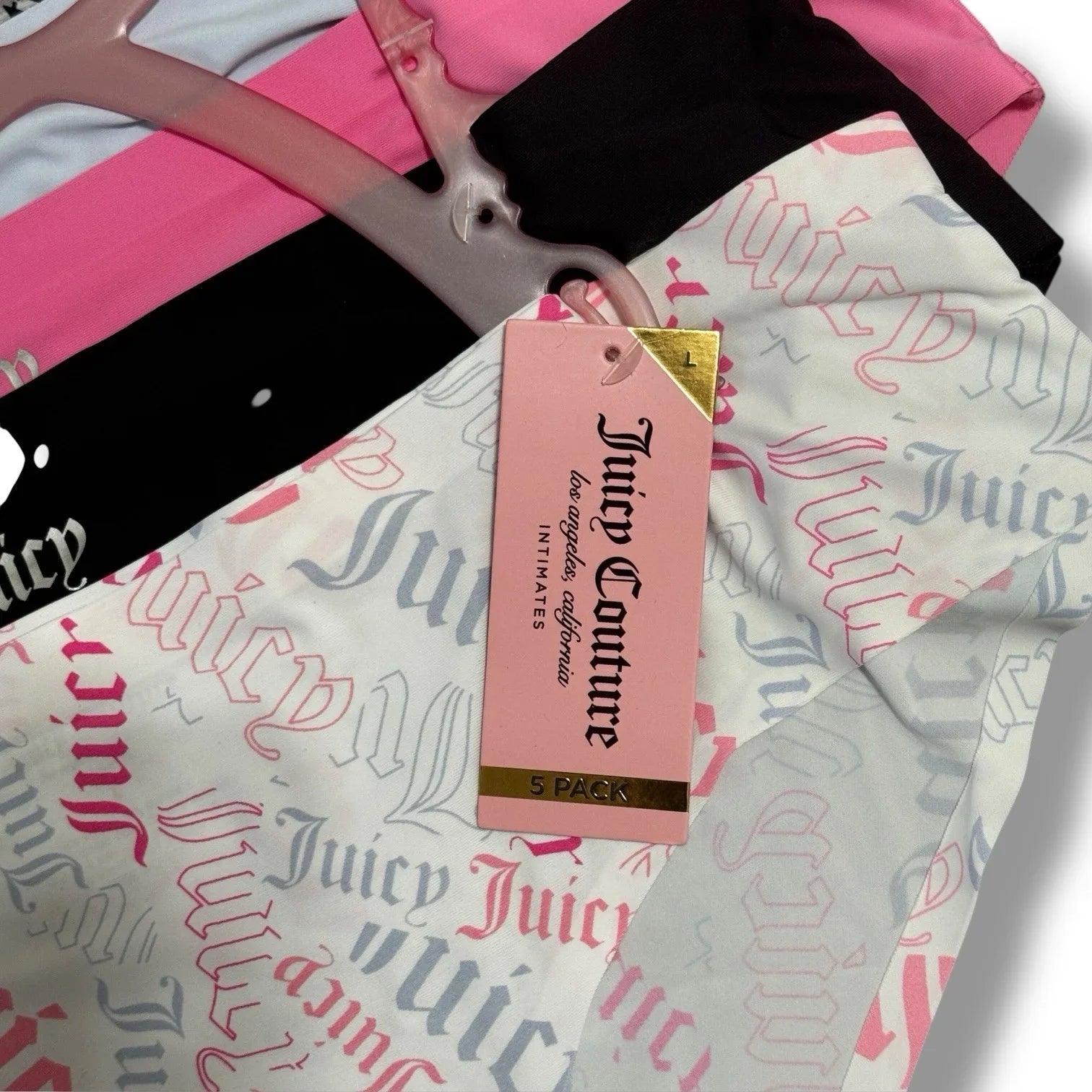 Juicy Couture ~ Women's Hipster Underwear Panties Stretchy 5-Pair (B) ~ L - Trendiez U ♥ 