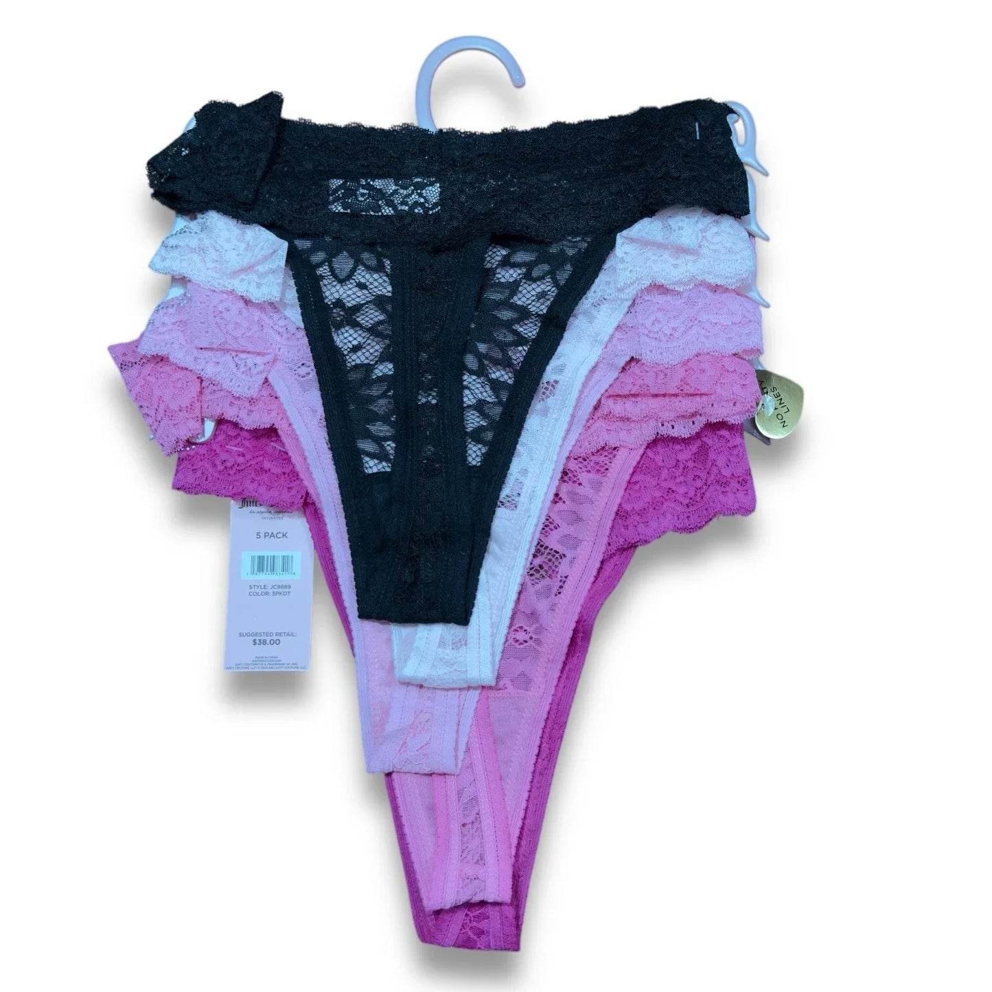Juicy Couture Women’s Intimates Lace Thongs Underwear Panties Sz XL 5 Pcs - Trendiez U ♥ 