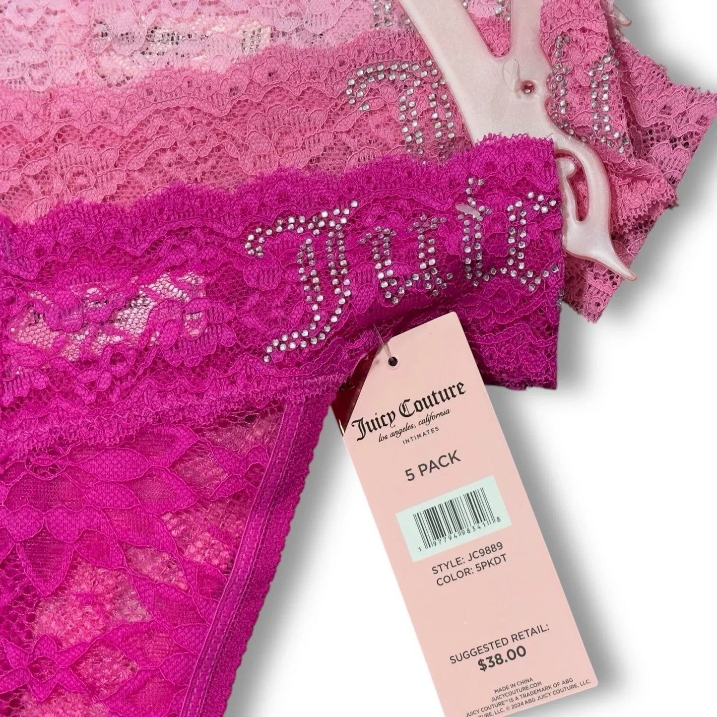 Juicy Couture Women’s Intimates Lace Thongs Underwear Panties Sz XL 5 Pcs - Trendiez U ♥ 