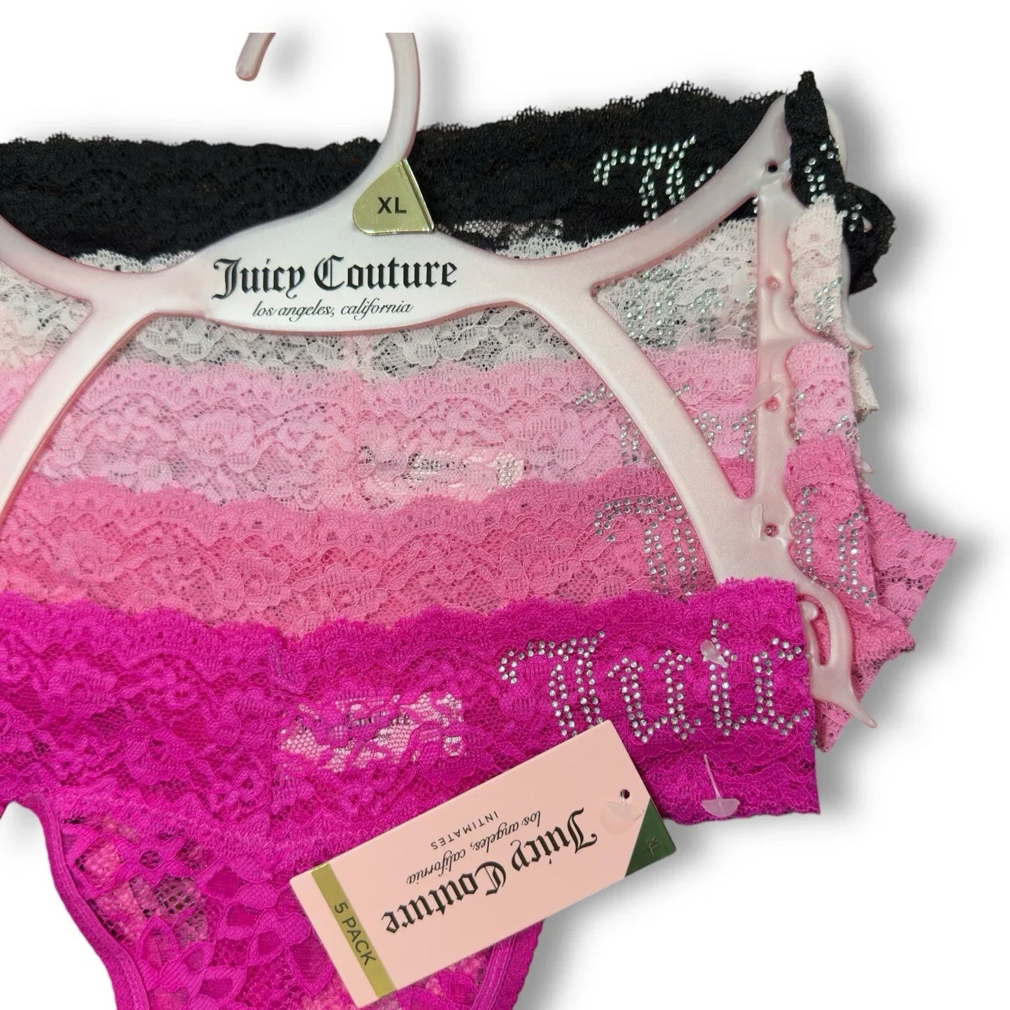 Juicy Couture Women’s Intimates Lace Thongs Underwear Panties Sz XL 5 Pcs - Trendiez U ♥ 