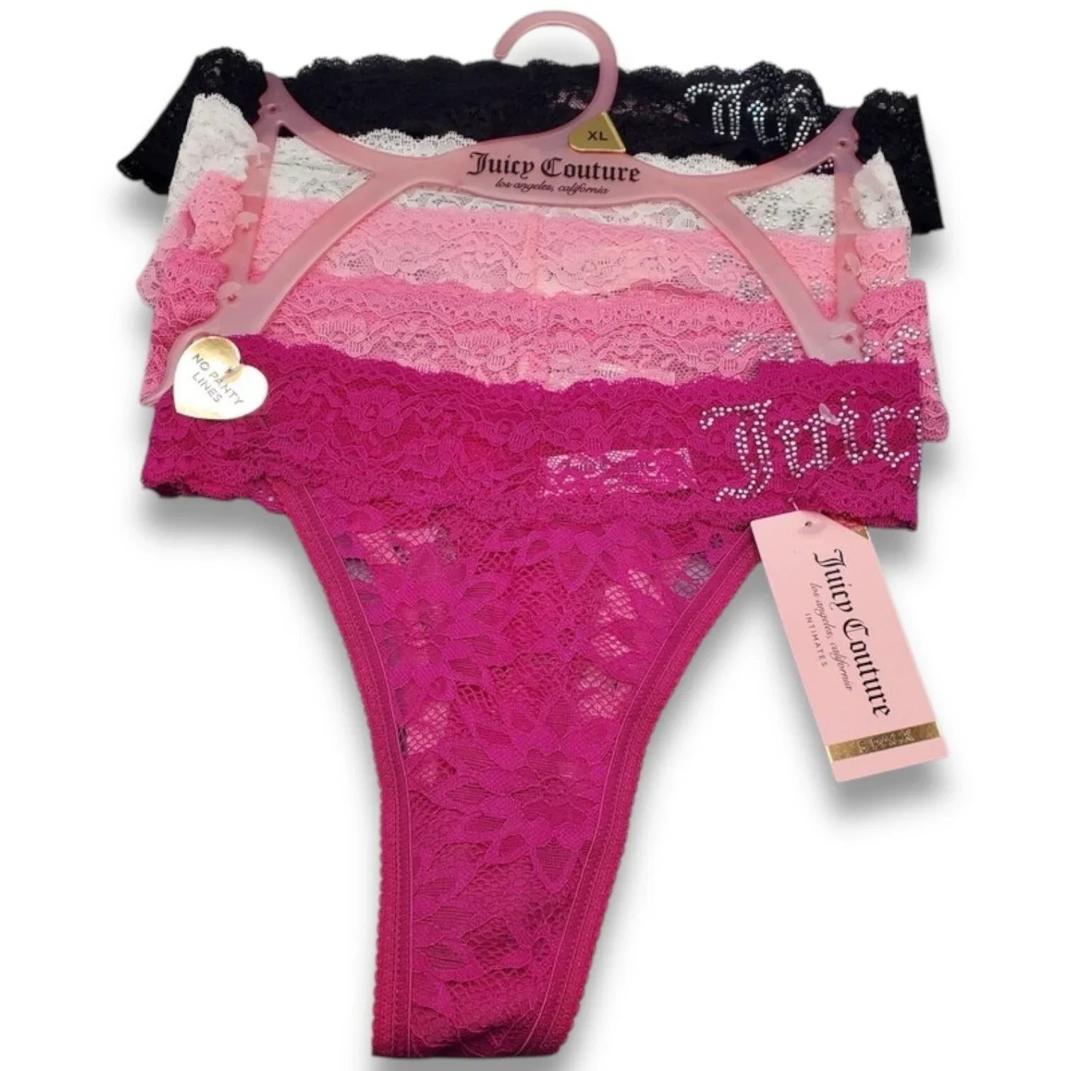 Juicy Couture Women’s Intimates Lace Thongs Underwear Panties Sz XL 5 Pcs - Trendiez U ♥ 