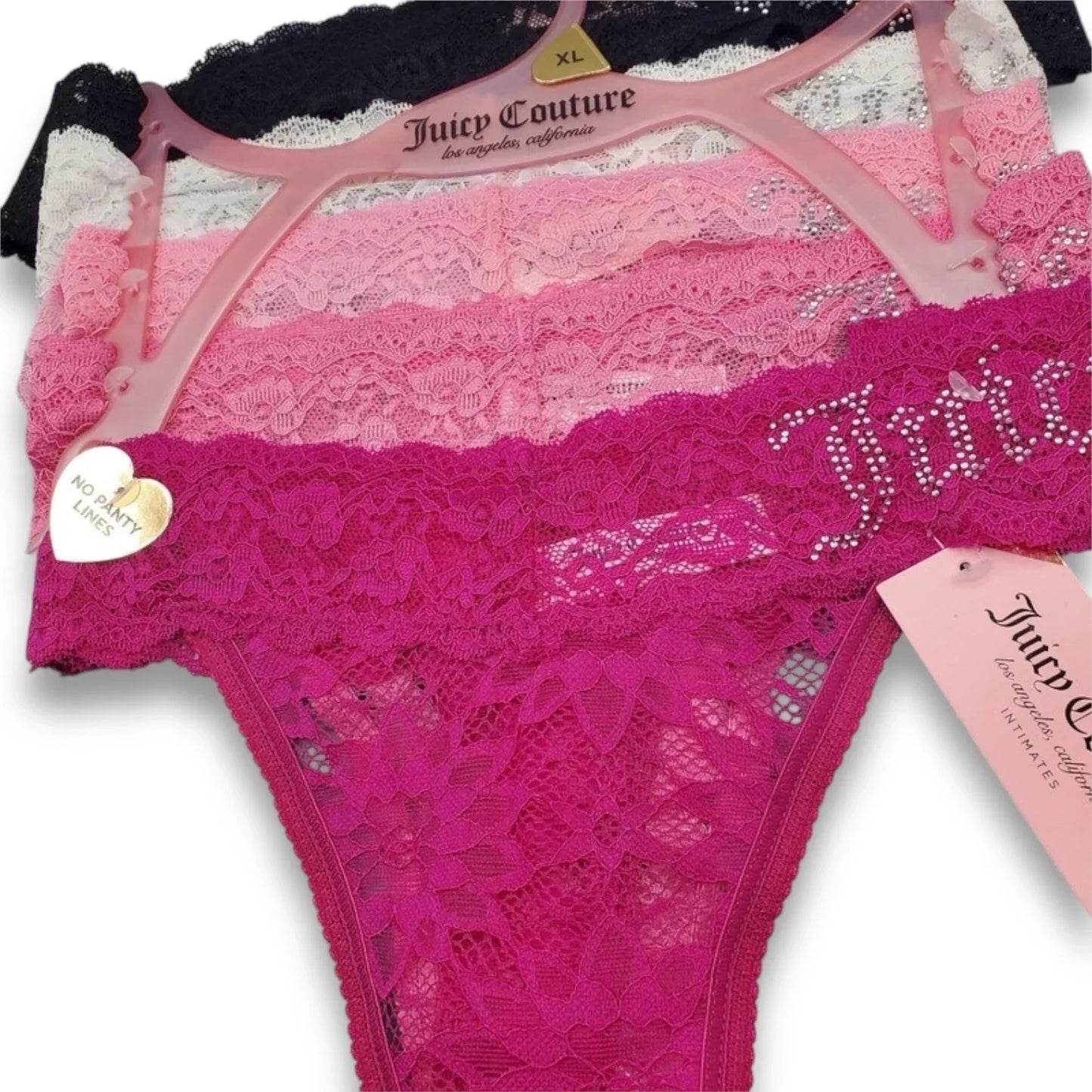 Juicy Couture Women’s Intimates Lace Thongs Underwear Panties Sz XL 5 Pcs - Trendiez U ♥ 