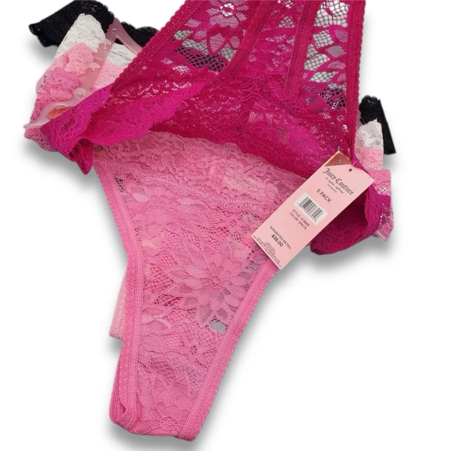 Juicy Couture Women’s Intimates Lace Thongs Underwear Panties Sz XL 5 Pcs - Trendiez U ♥ 