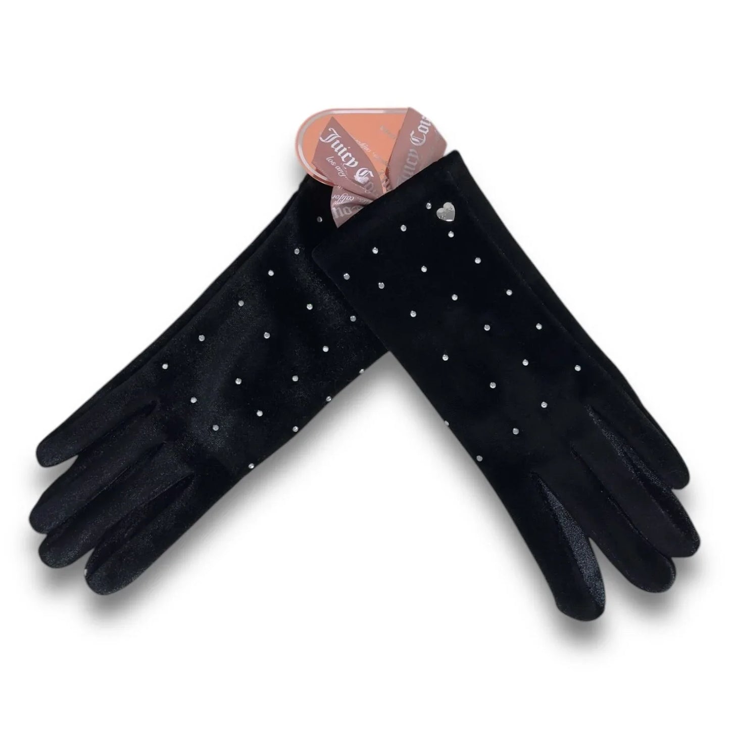 Juicy Couture Women’s Rhinestone Black Velvet Winter Designer Hand Gloves NWT - Trendiez U ♥ 