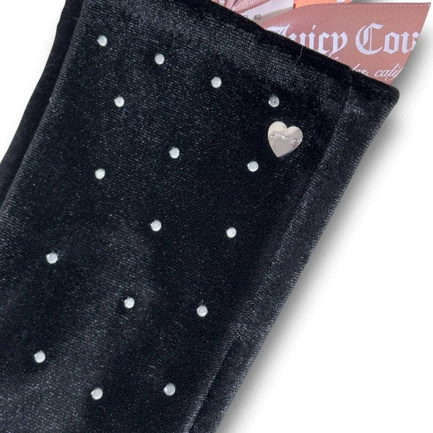 Juicy Couture Women’s Rhinestone Black Velvet Winter Designer Hand Gloves NWT - Trendiez U ♥ 