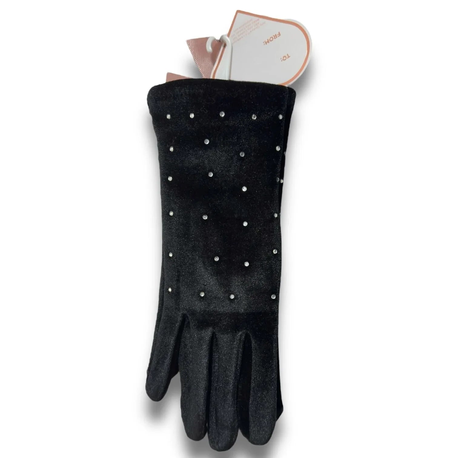 Juicy Couture Women’s Rhinestone Black Velvet Winter Designer Hand Gloves NWT - Trendiez U ♥ 
