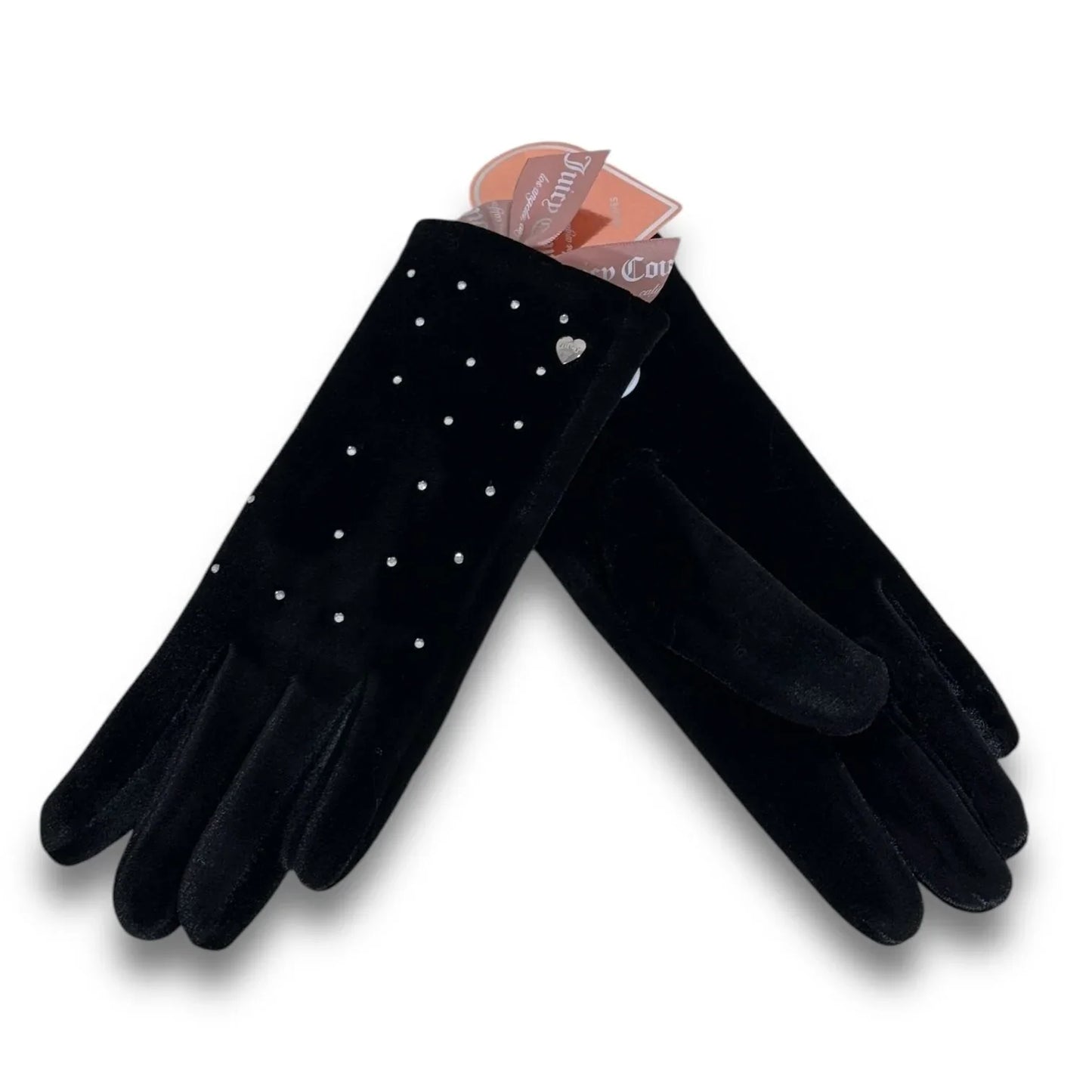 Juicy Couture Women’s Rhinestone Black Velvet Winter Designer Hand Gloves NWT - Trendiez U ♥ 