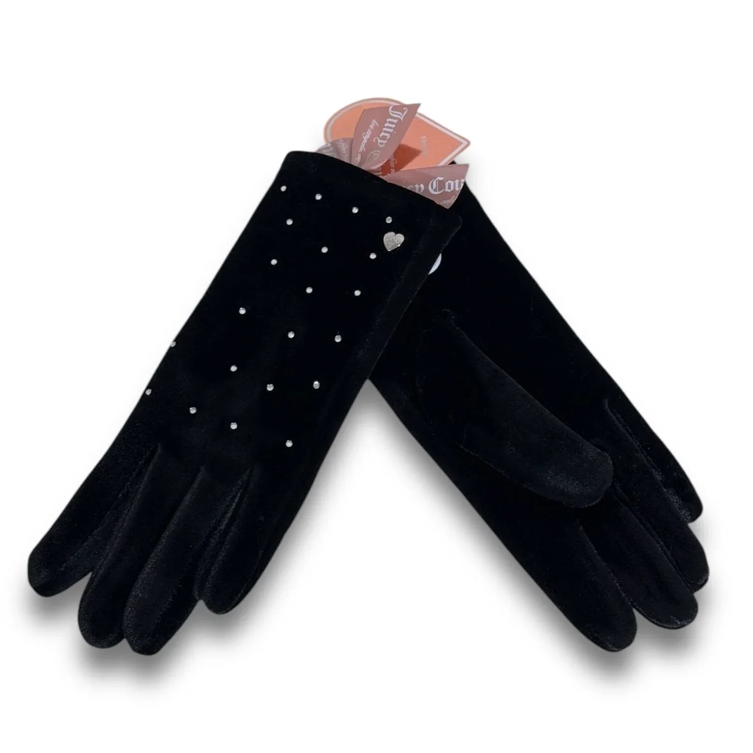 Juicy Couture Women’s Rhinestone Black Velvet Winter Designer Hand Gloves NWT - Trendiez U ♥ 