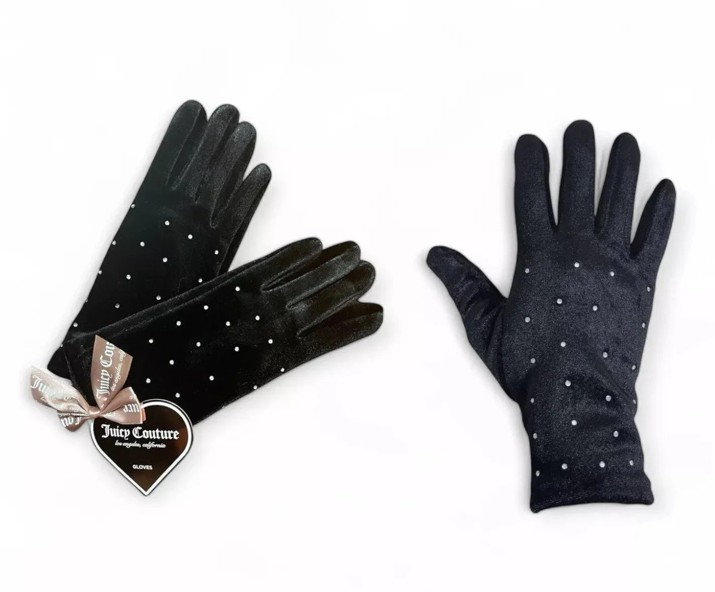 Juicy Couture Women’s Rhinestone Black Velvet Winter Designer Hand Gloves NWT - Trendiez U ♥ 
