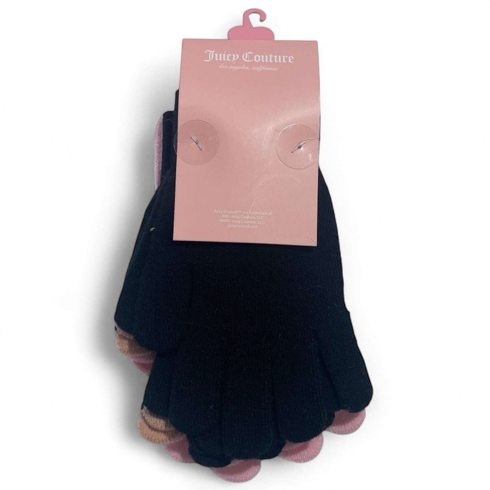 Juicy Couture Women’s Winter Gloves – 3 Pairs Pink & Black Rhinestone - Trendiez U ♥ 