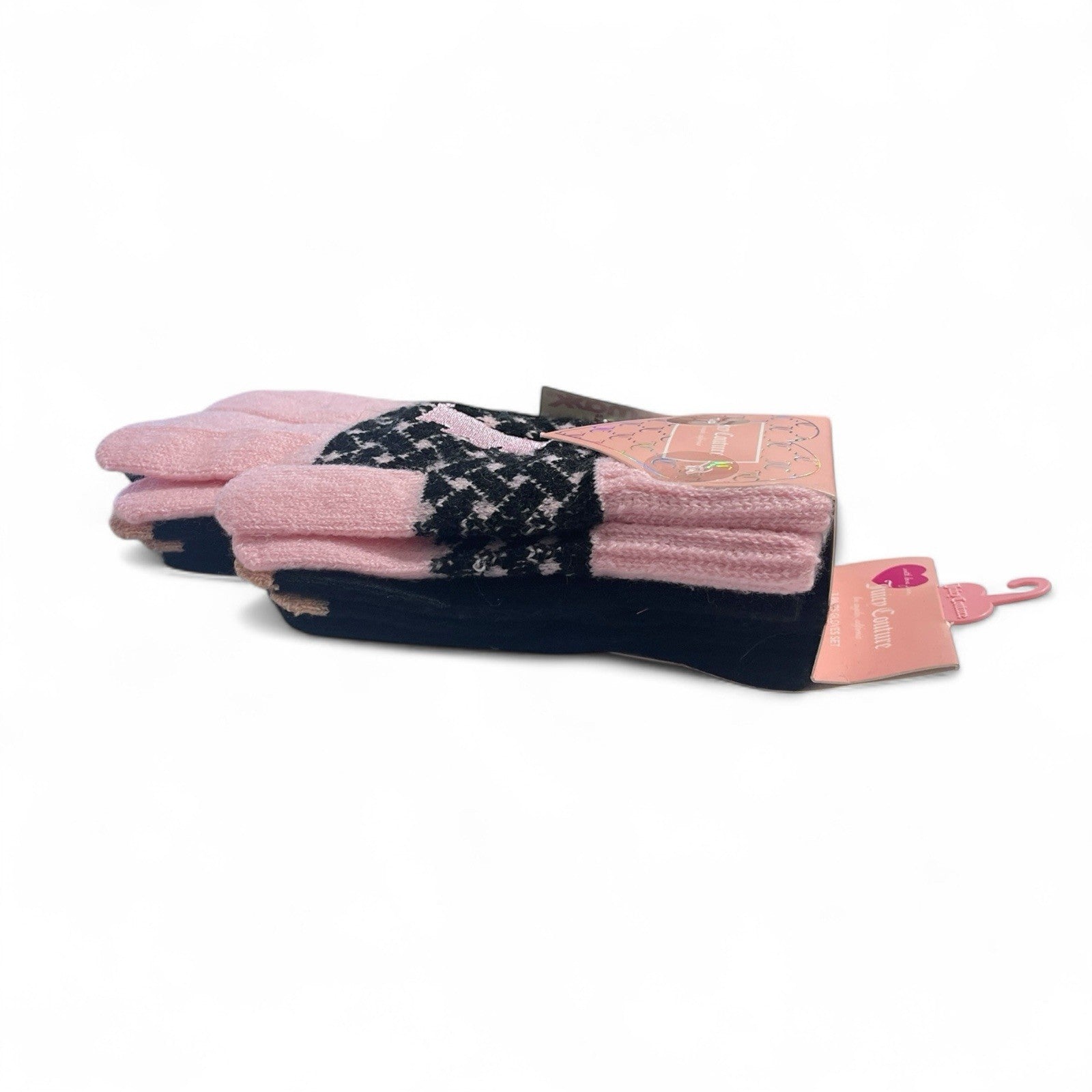 Juicy Couture Women’s Winter Gloves – 3 Pairs Pink & Black Rhinestone - Trendiez U ♥ 