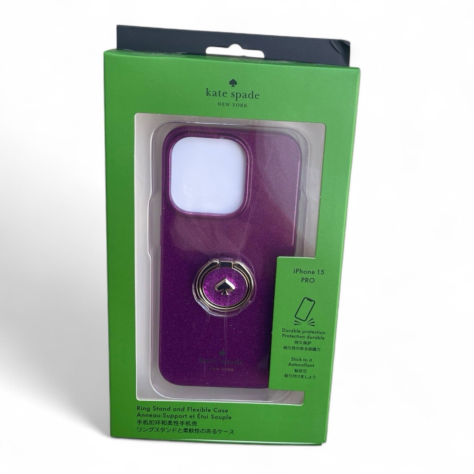 Kate Spade Glitter Dark Raspberry iPhone 15 PRO Case With Ring Stand - Trendiez U ♥ 