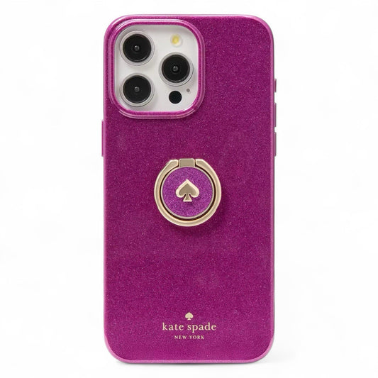 Kate Spade Glitter Dark Raspberry iPhone 15 PRO Case With Ring Stand - Trendiez U ♥ 