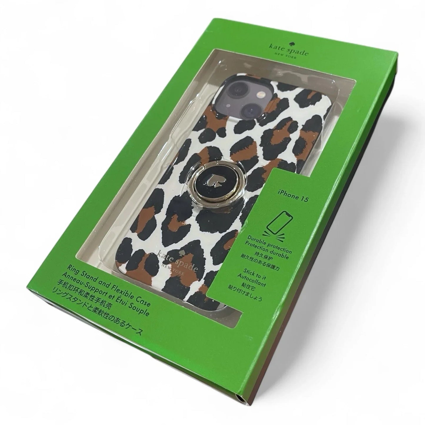 Kate Spade Leopard Gold Stability Ring iPhone 15 Case NIB - Trendiez U ♥ 