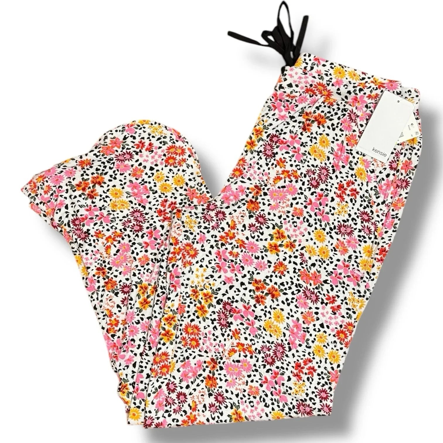 Kensie Pants Woman’s Medium Multicolor Stretch Floral Lounge Pull On Pockets - Trendiez U ♥ 