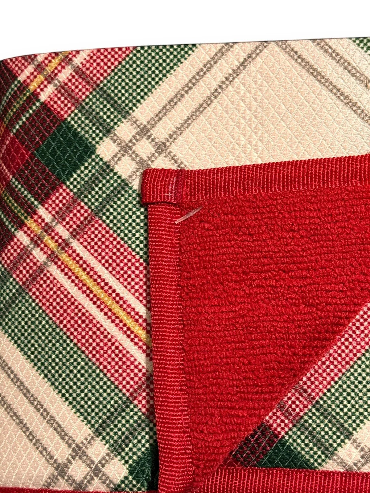 KITCHEN DISH DRYING MATS (2) PLAID CHRISTMAS RED REVERSIBLE 16 X 22 RALPH LAUREN - Trendiez U ♥ 
