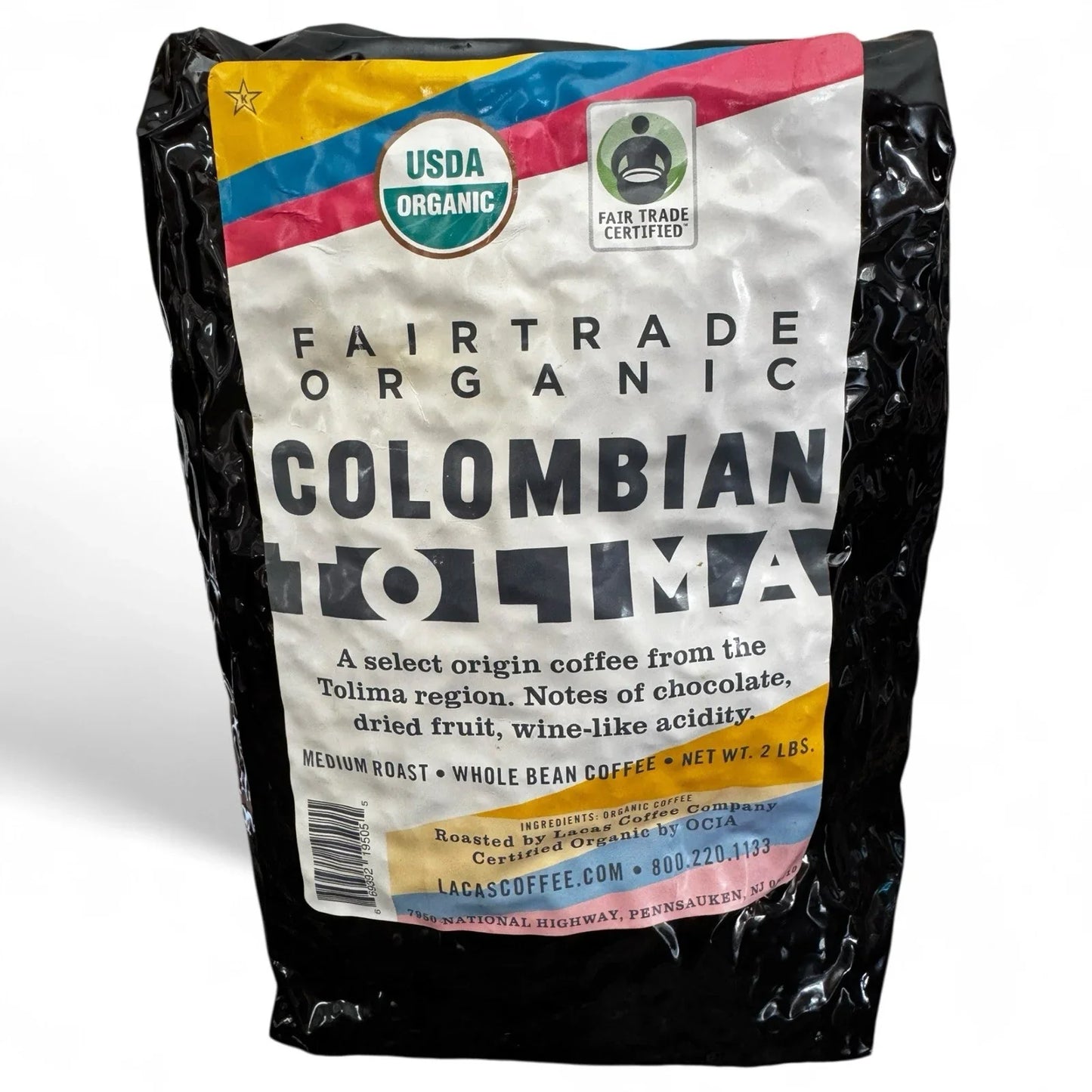 Lacas Coffee Fair Trade Organic Colombian Tolima Whole Bean Coffee 2 lb Sealed - Trendiez U ♥ 