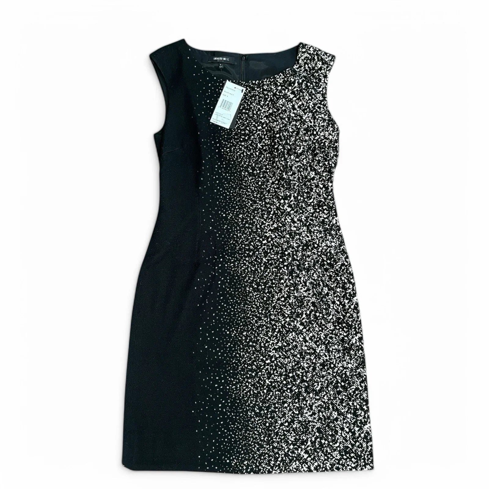 Lafayette 148 New York Black & Ivory Ombre Sheath Wool Cocktail Dress Size 6 - Trendiez U ♥ 