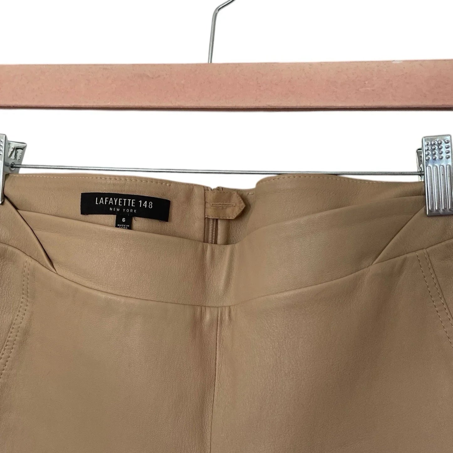 Lafayette New York 148 100% Soft Leather Pants Women’s 6 Hight Waisted Beige - Trendiez U ♥ 