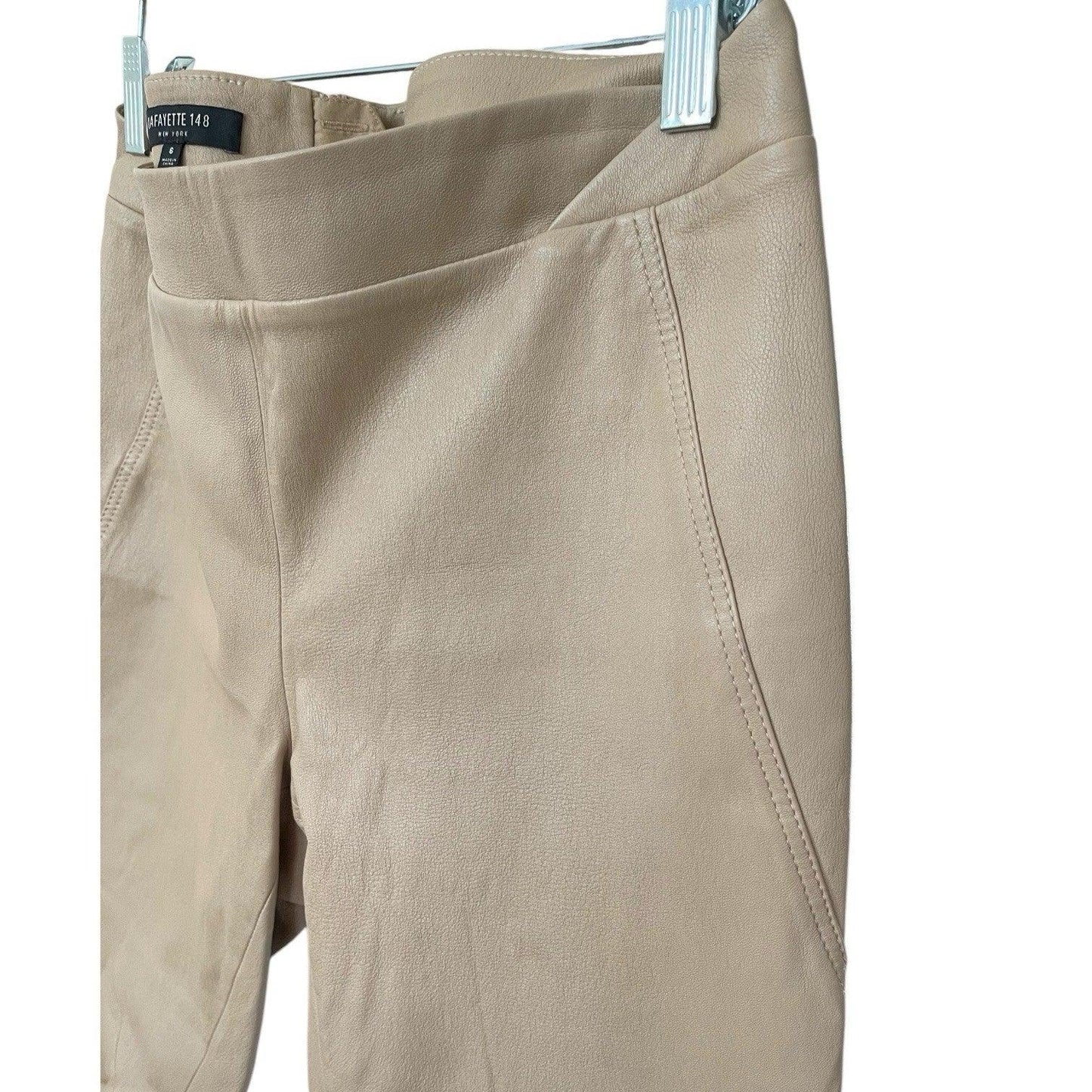 Lafayette New York 148 100% Soft Leather Pants Women’s 6 Hight Waisted Beige - Trendiez U ♥ 