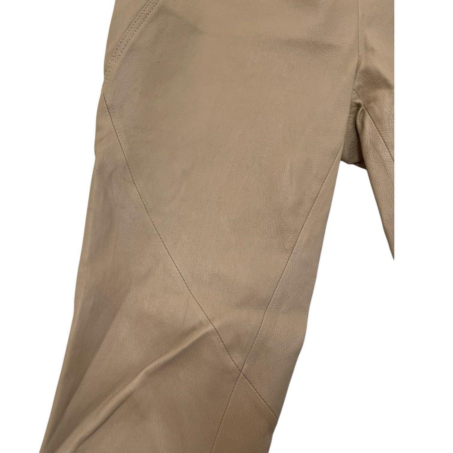 Lafayette New York 148 100% Soft Leather Pants Women’s 6 Hight Waisted Beige - Trendiez U ♥ 