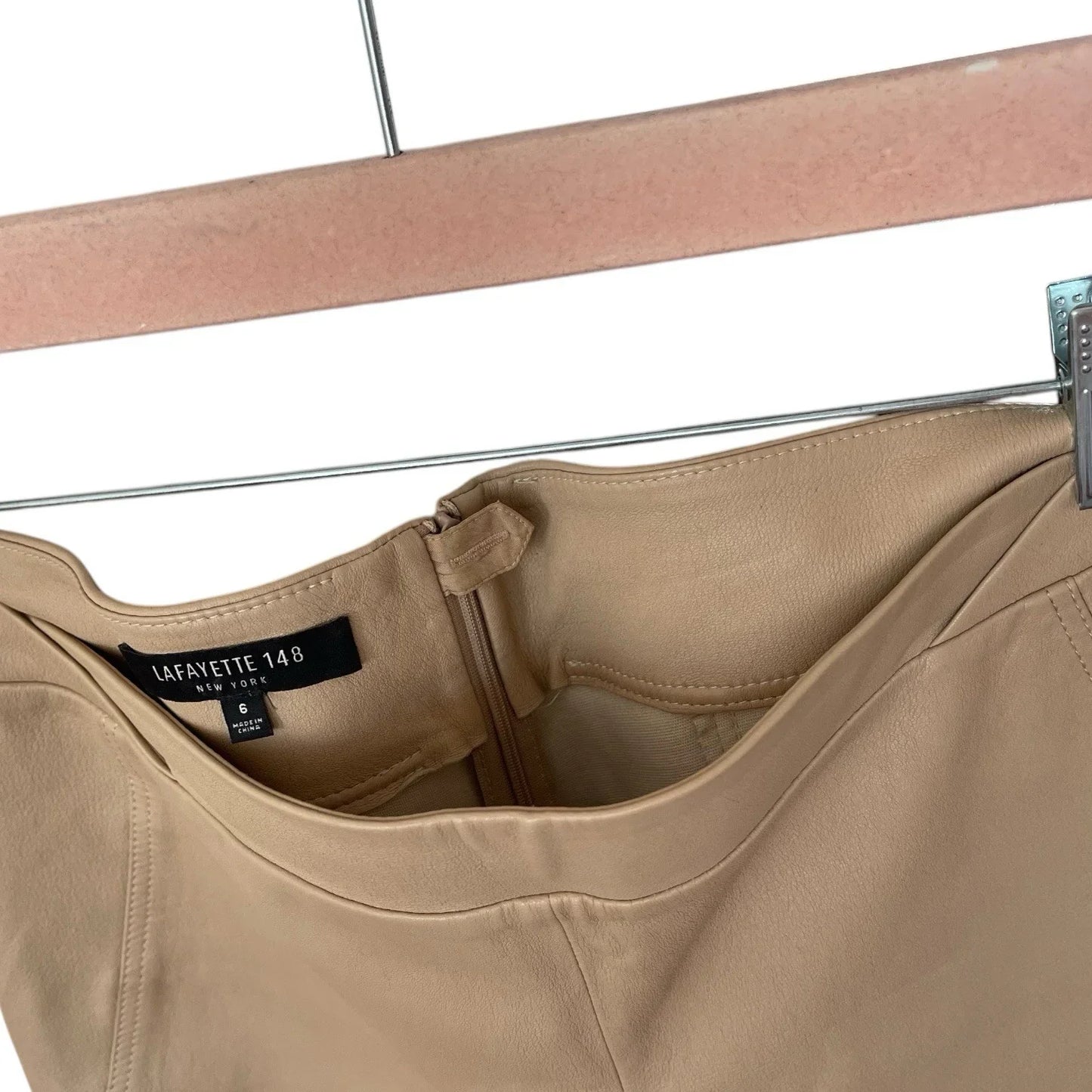 Lafayette New York 148 100% Soft Leather Pants Women’s 6 Hight Waisted Beige - Trendiez U ♥ 