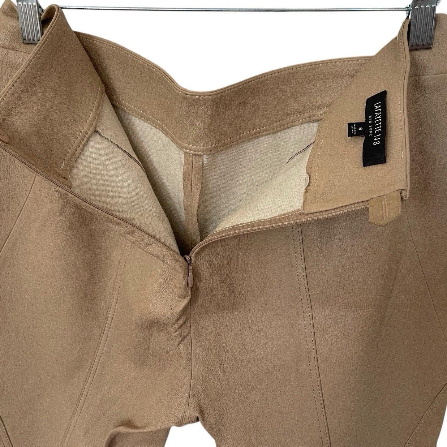 Lafayette New York 148 100% Soft Leather Pants Women’s 6 Hight Waisted Beige - Trendiez U ♥ 