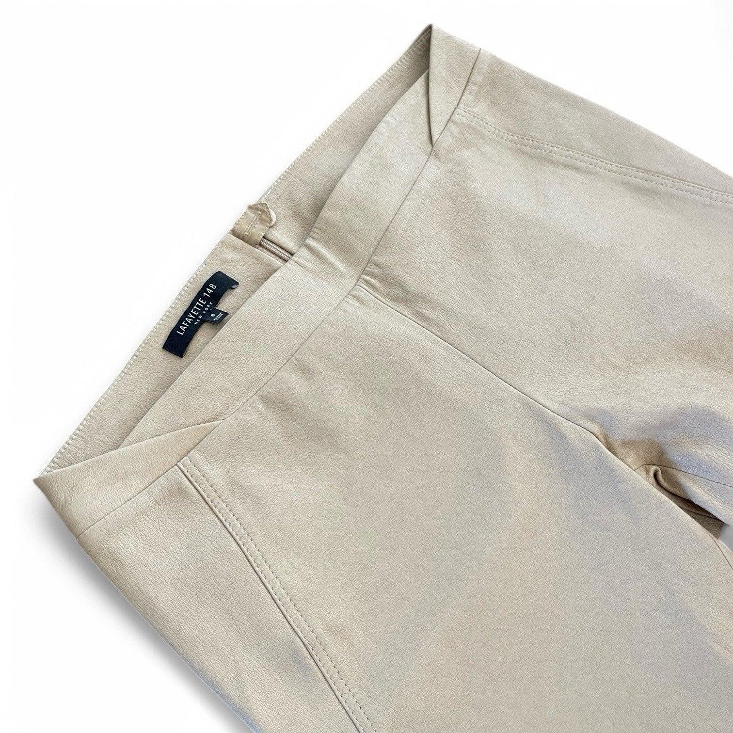 Lafayette New York 148 100% Soft Leather Pants Women’s 6 Hight Waisted Beige - Trendiez U ♥ 