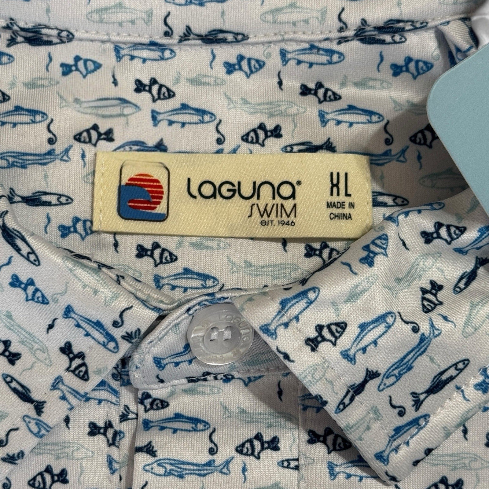 Laguna Men’s Activewear Set – Swim Shorts & Polo, Fish Print XL - Trendiez U ♥ 