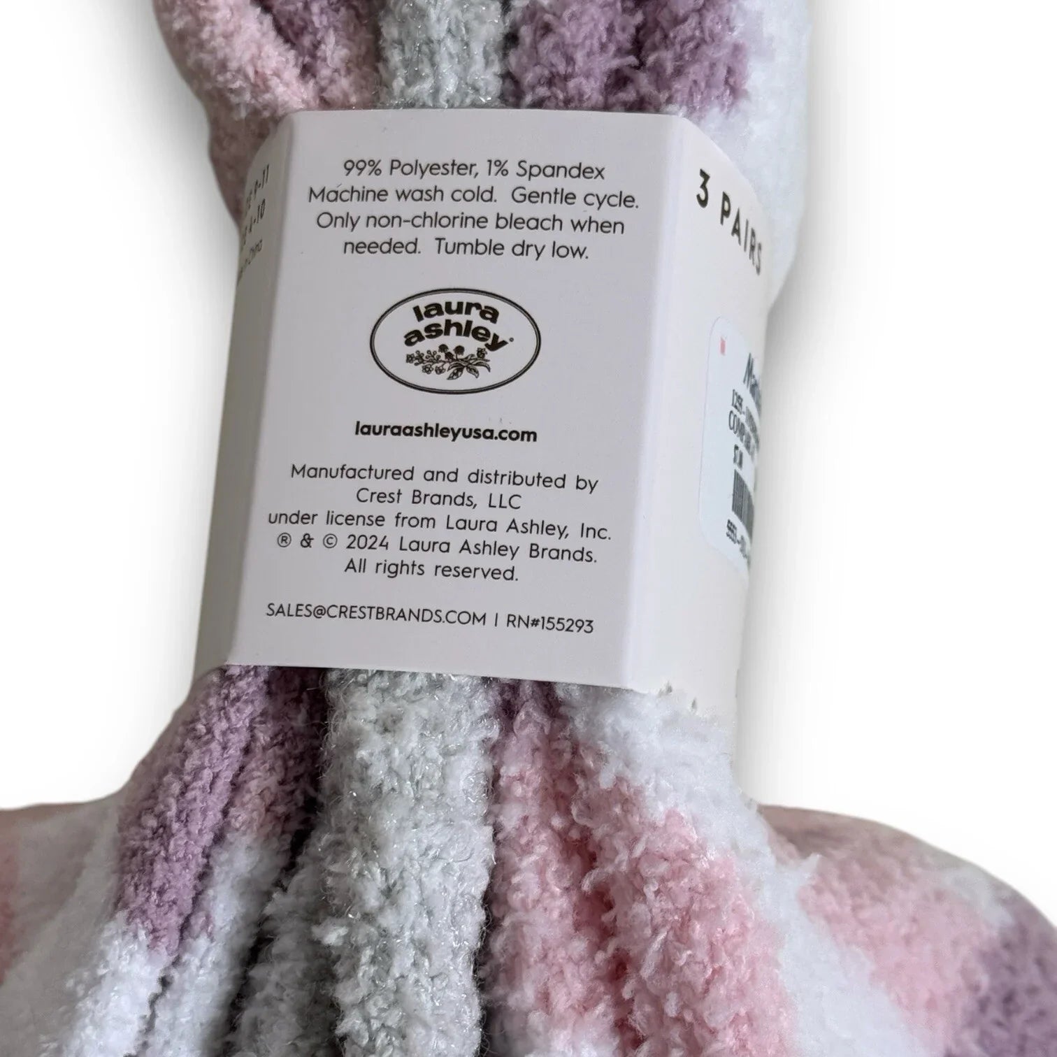 Laura Ashley 3 Pr Women's Warm Fuzzy Hearts White Pink Slipper Socks 4-10 - Trendiez U ♥ 