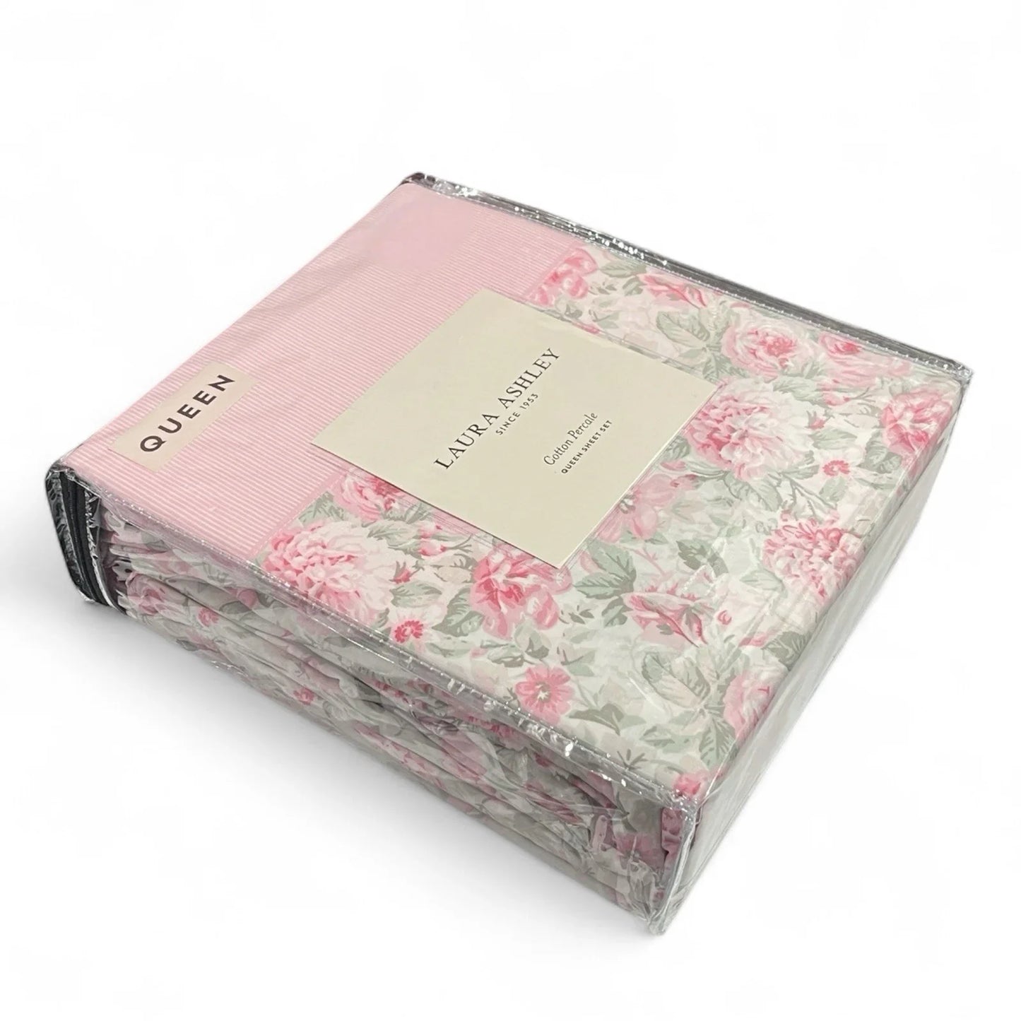 Laura Ashley Aveline Queen Sheet Set - Pink Floral, Sage Green Farmhouse Style - Trendiez U ♥ 
