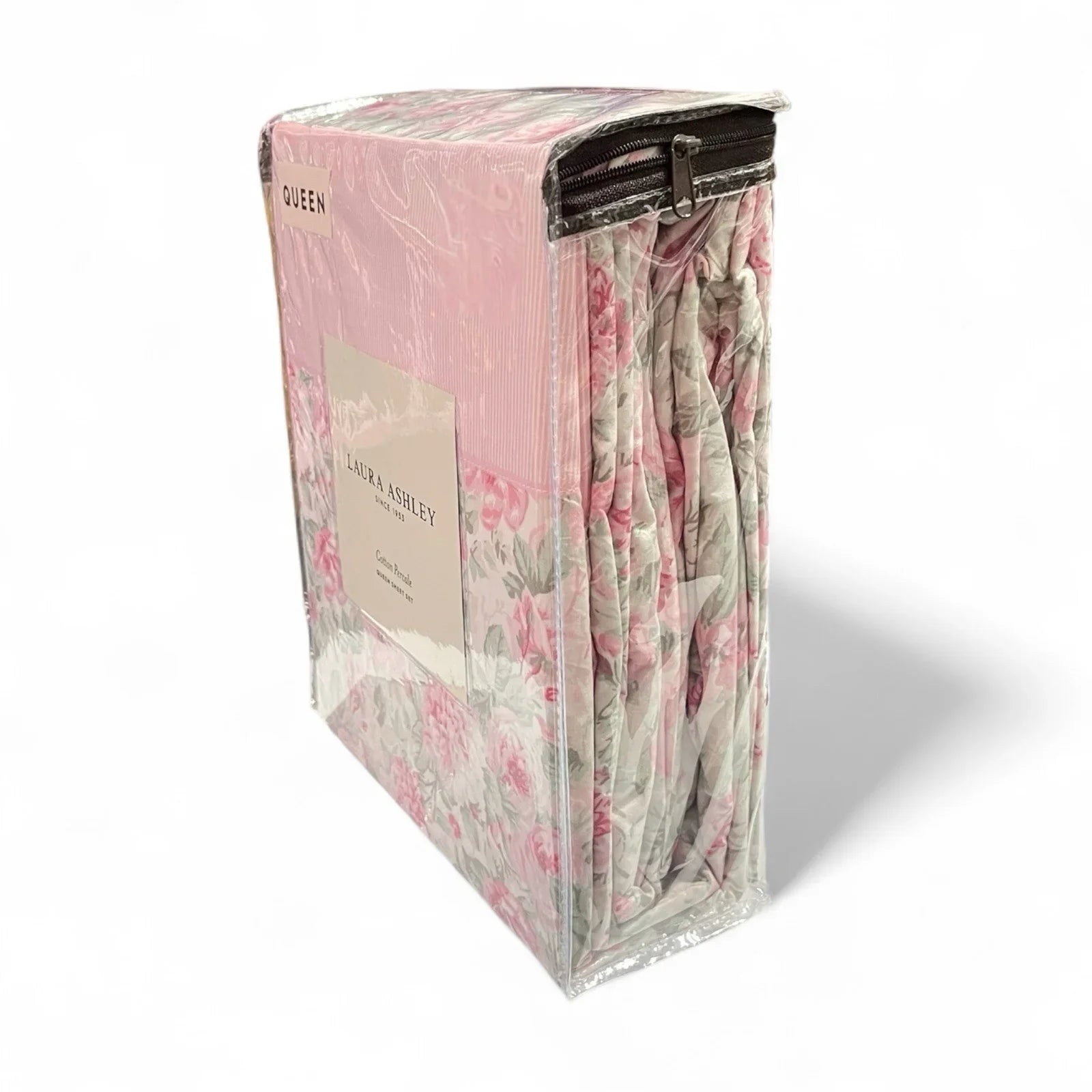 Laura Ashley Aveline Queen Sheet Set - Pink Floral, Sage Green Farmhouse Style - Trendiez U ♥ 