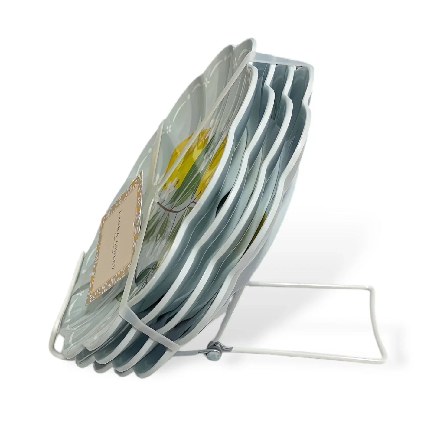 LAURA ASHLEY Blue Melamine Lemons 7.5"Salad Plates (SET OF 4) NEW Shabby Chic - Trendiez U ♥ 