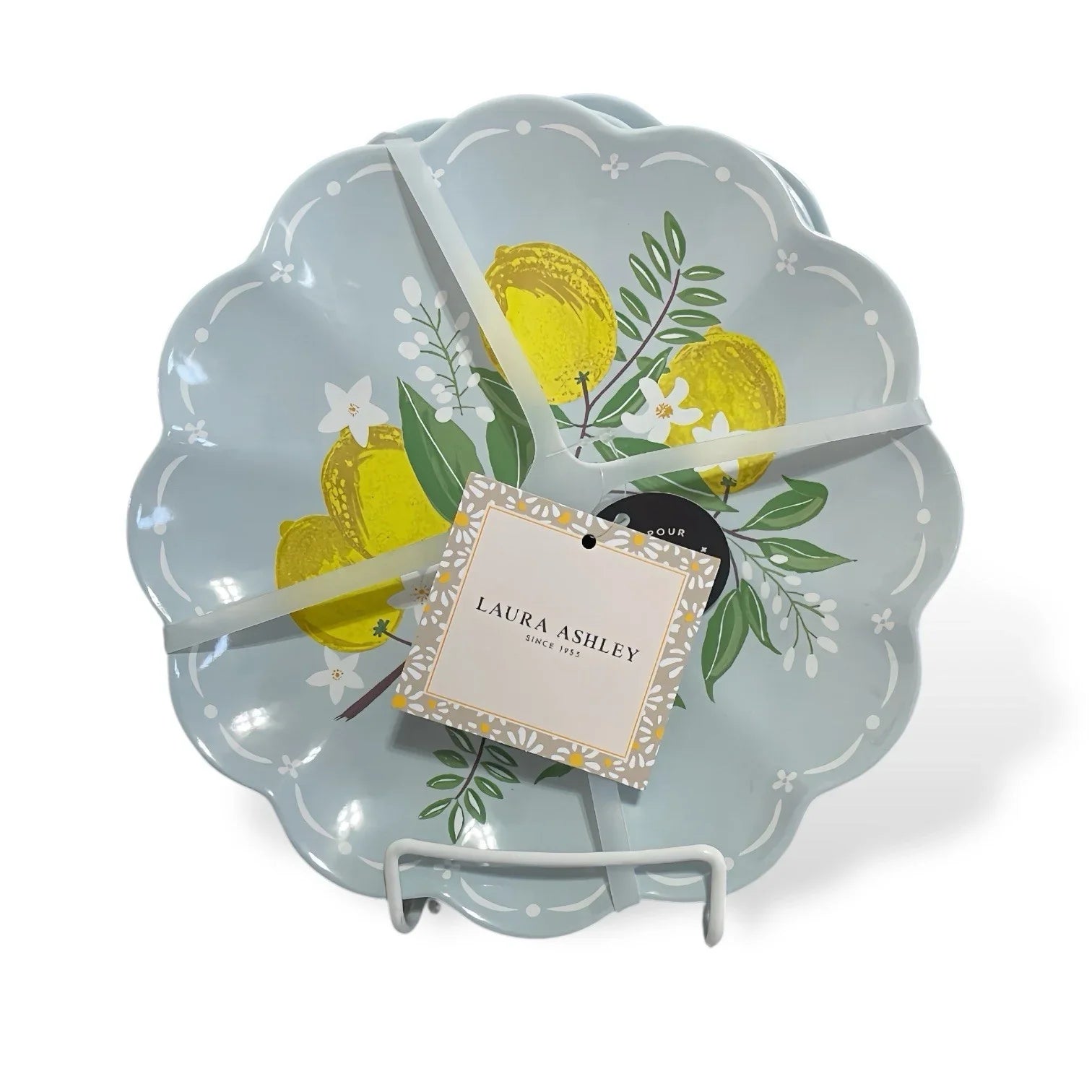 LAURA ASHLEY Blue Melamine Lemons 7.5"Salad Plates (SET OF 4) NEW Shabby Chic - Trendiez U ♥ 