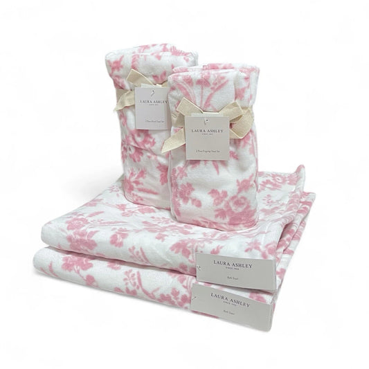 Laura Ashley Delphine Pink Floral 6-Piece Bath Towel Set - Trendiez U ♥ 
