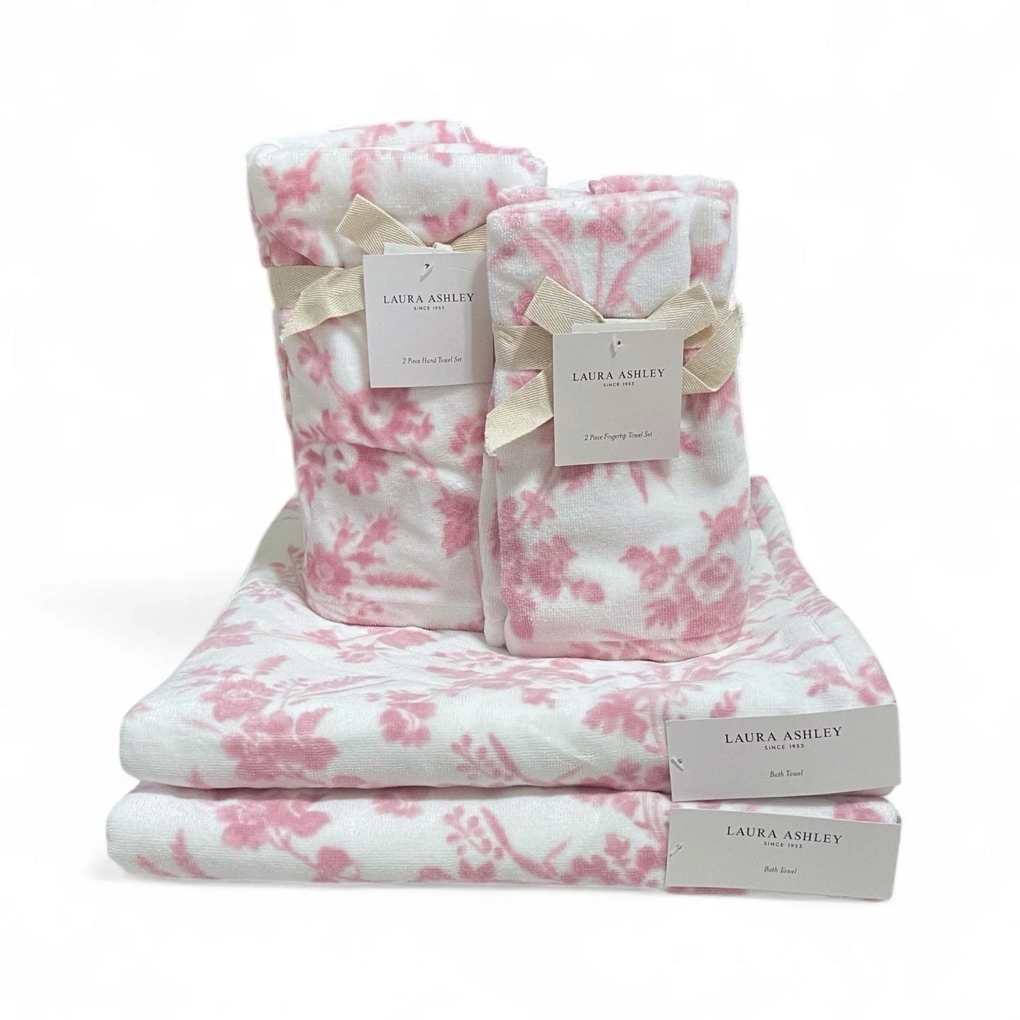 Laura Ashley Delphine Pink Floral 6-Piece Bath Towel Set - Trendiez U ♥ 